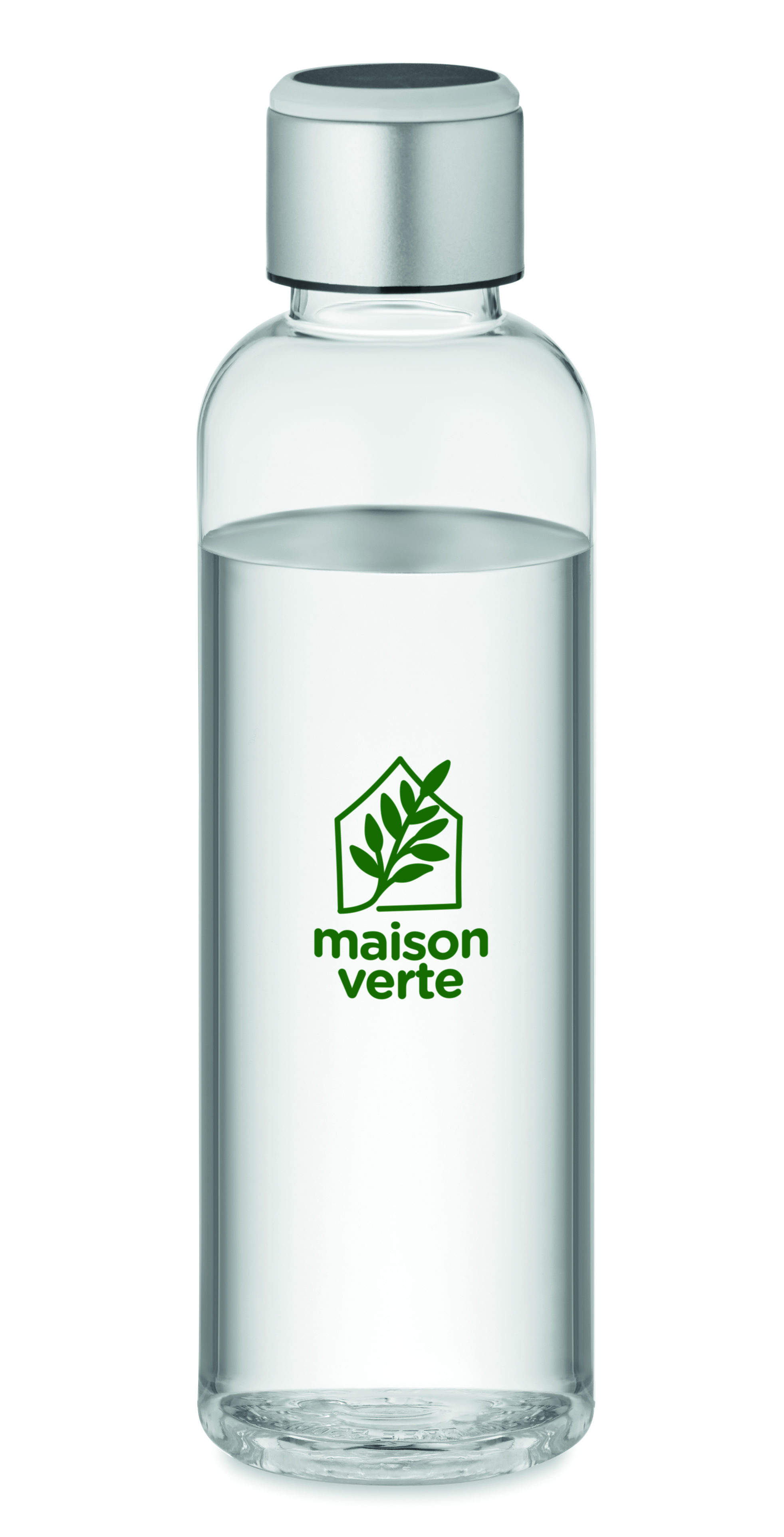 glasflasche, wasserflasche, transparent, grün-logo, maison-verte