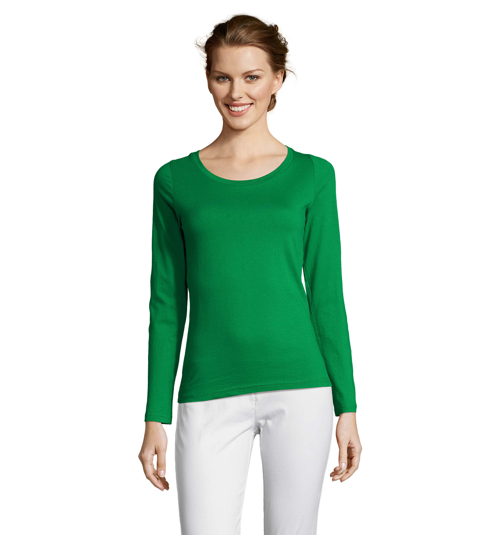 lang, lang_en_placeholder, lang_en_placeholder, Grünes Langarmshirt, Basic Langarmshirt, Rundhalsausschnitt, Grün, Langarmshirt, Lange Ärmel, Rundhals, Grünes Top, Stoff-Top, Glatt