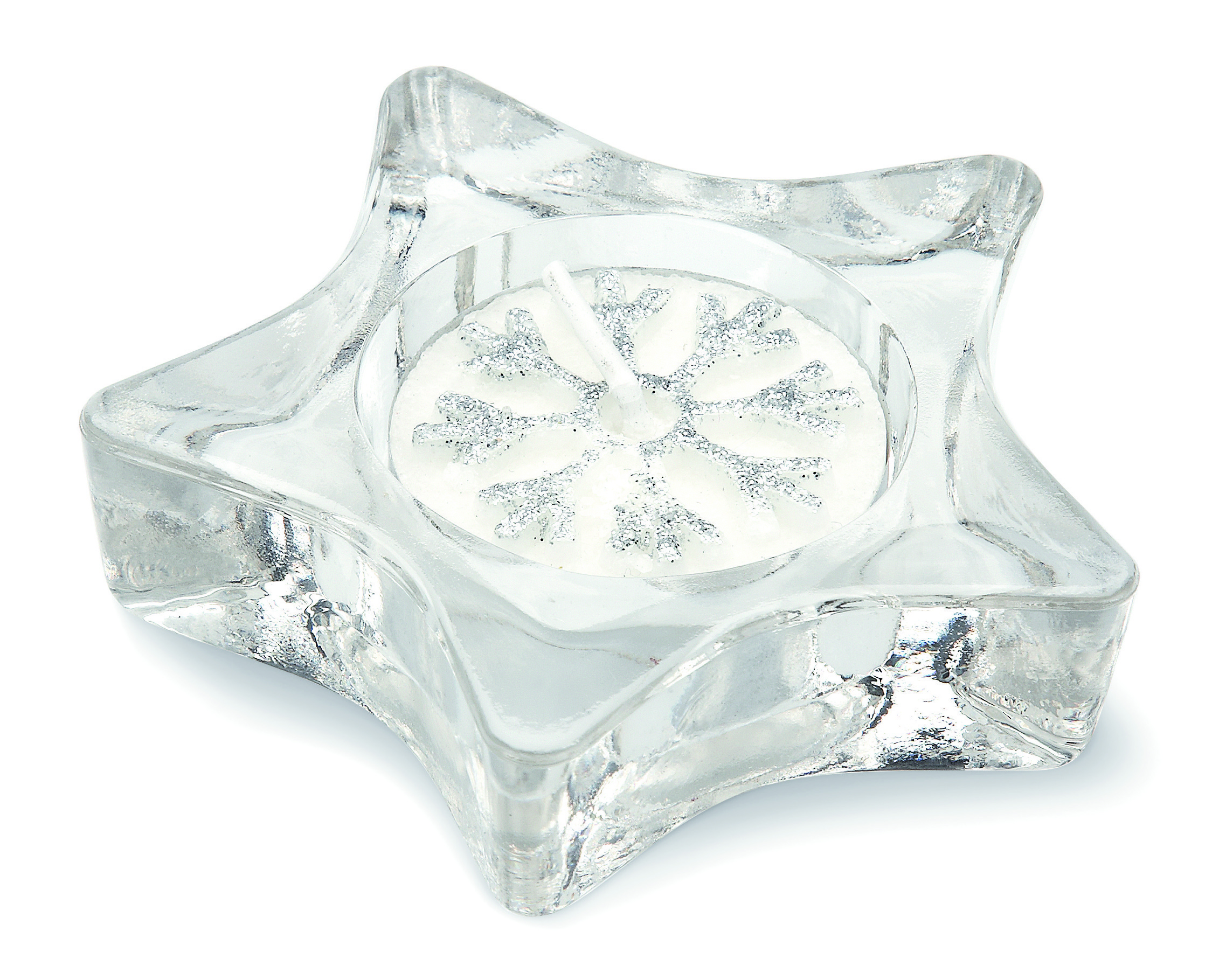 Schneekristall-Schale, Teelicht, Klar, Glas, Dekoration, Wachskerze, Teelicht, Glas, Schneeflocke, Kerzenhalter, Sternenförmiger Kerzenhalter, Glaskerze, Stumpenkerze, Schneeflocken-Design, Transparenter Trend