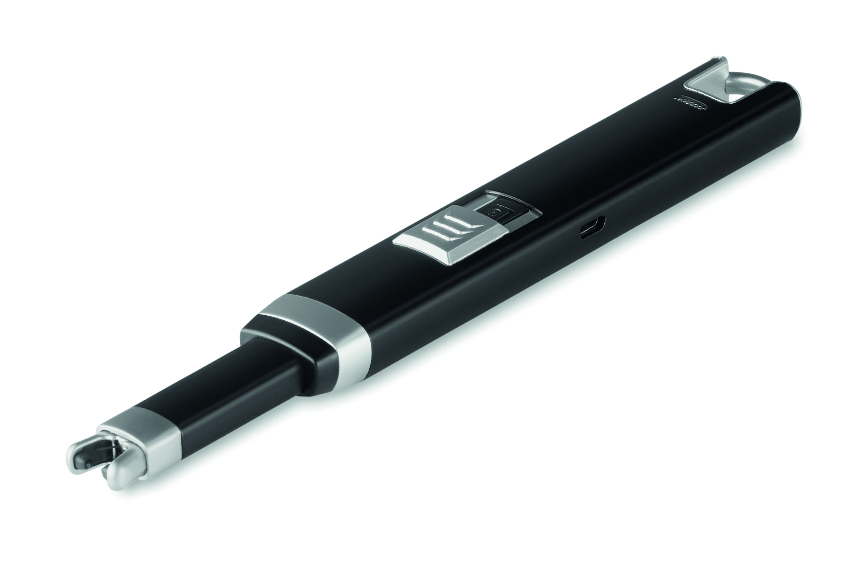 Elektronik-Stift, Laserpointer, USB, schwarz, Metall-Akzente