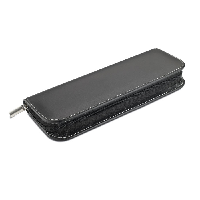 Portemonnaie, Schlitzfach, Reißverschluss, Lederoptik, Schwarz