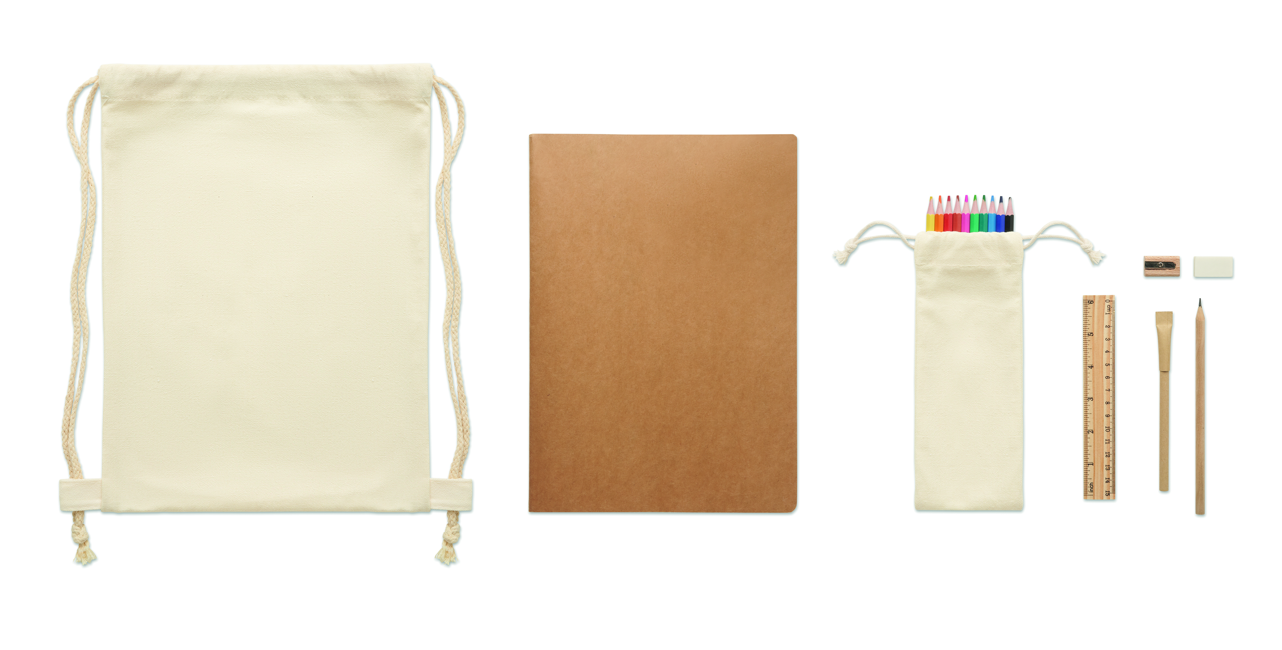 Canvas-Tasche, Zugsack, Notizbuch, Bleistift-Set, Kunstbedarf