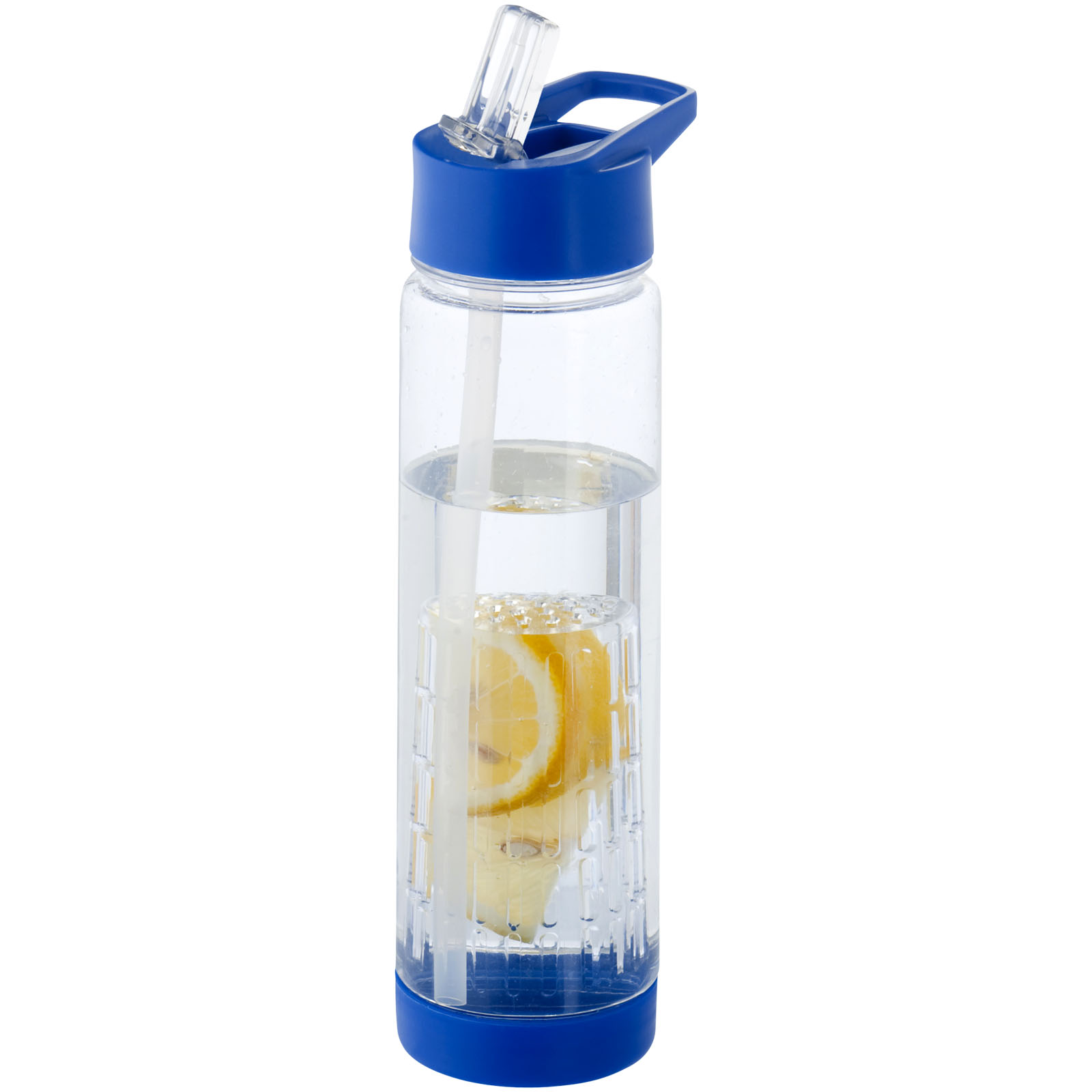 Wasserflasche, Trinkflasche, Zitrus, Strohhalm, Silikon/Plastik, wasserflasche, lemon, trinkflasche, klares glas, blau