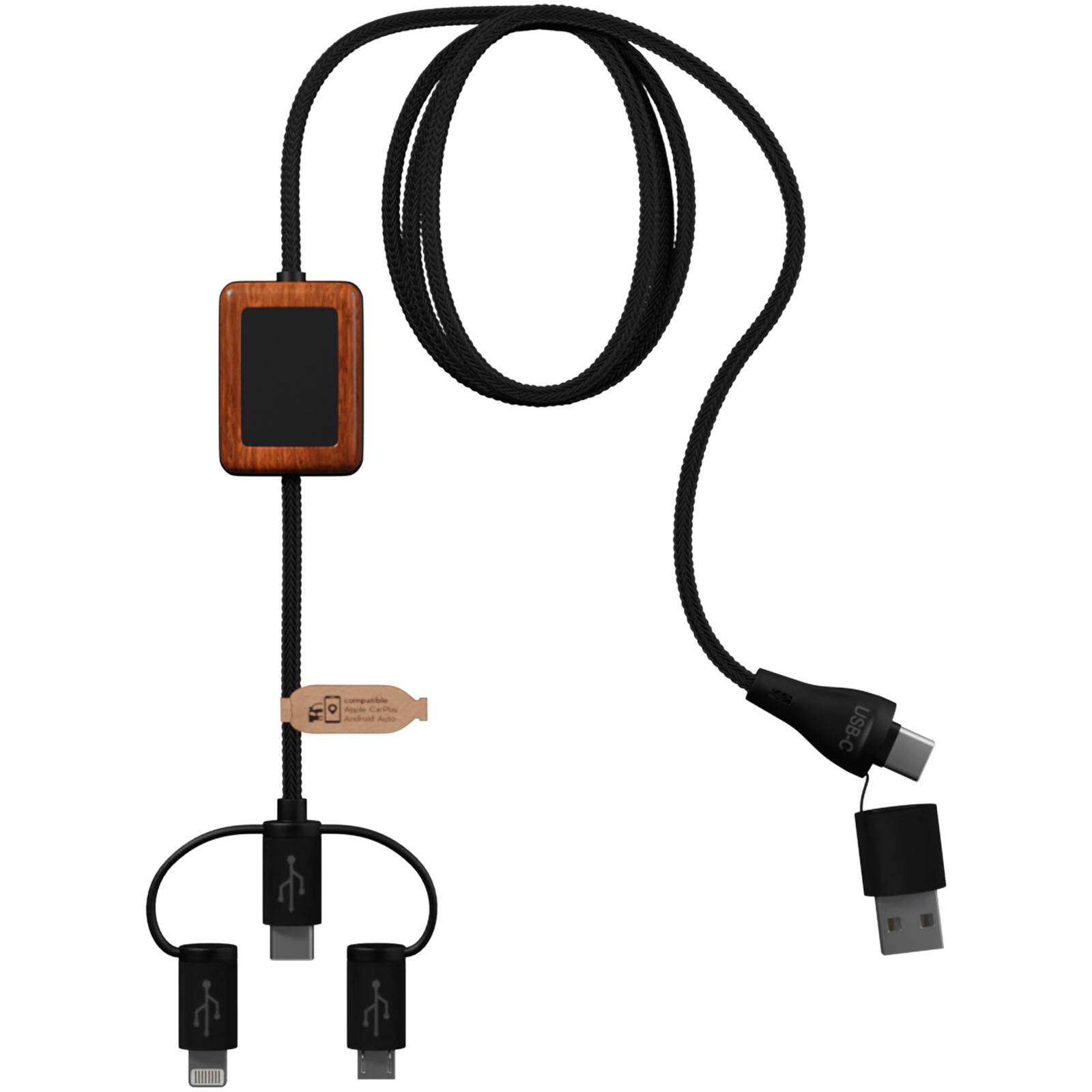 smartwatch charger, charging cable, lanyard, wooden case, USB-C