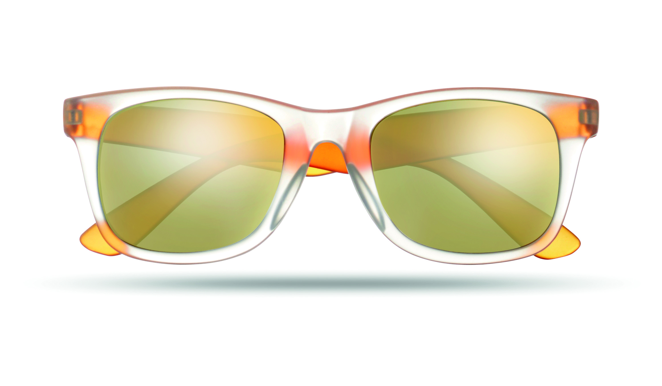 Sonnenbrille, Ray-Ban-Stil, Aviator-Rahmen, Oragne translucent, Spiegelnde Gläser