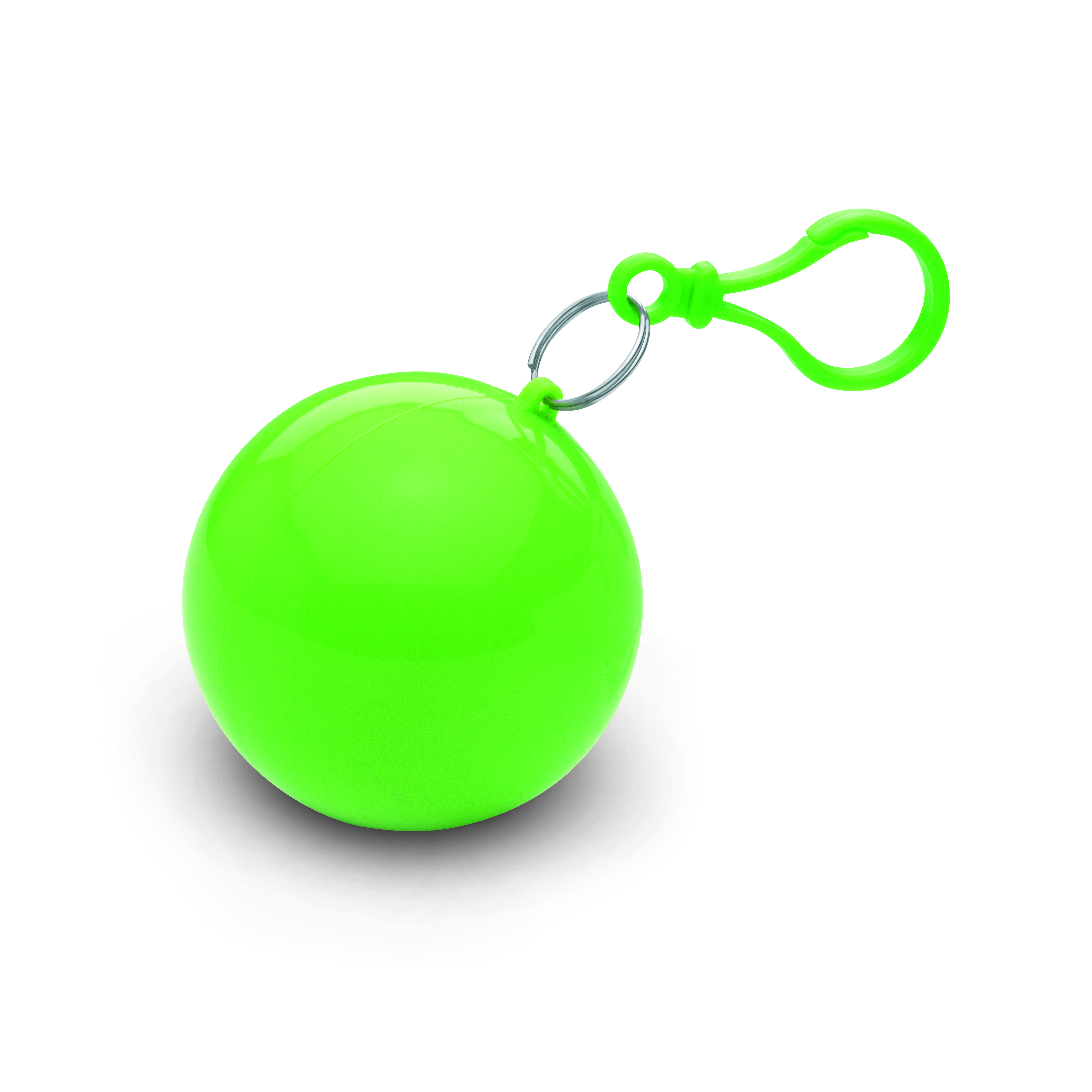 Kugelanhänger, Schlüsselanhänger, Neongrün, Gummi/Kunststoff, Karabiner-Schiene