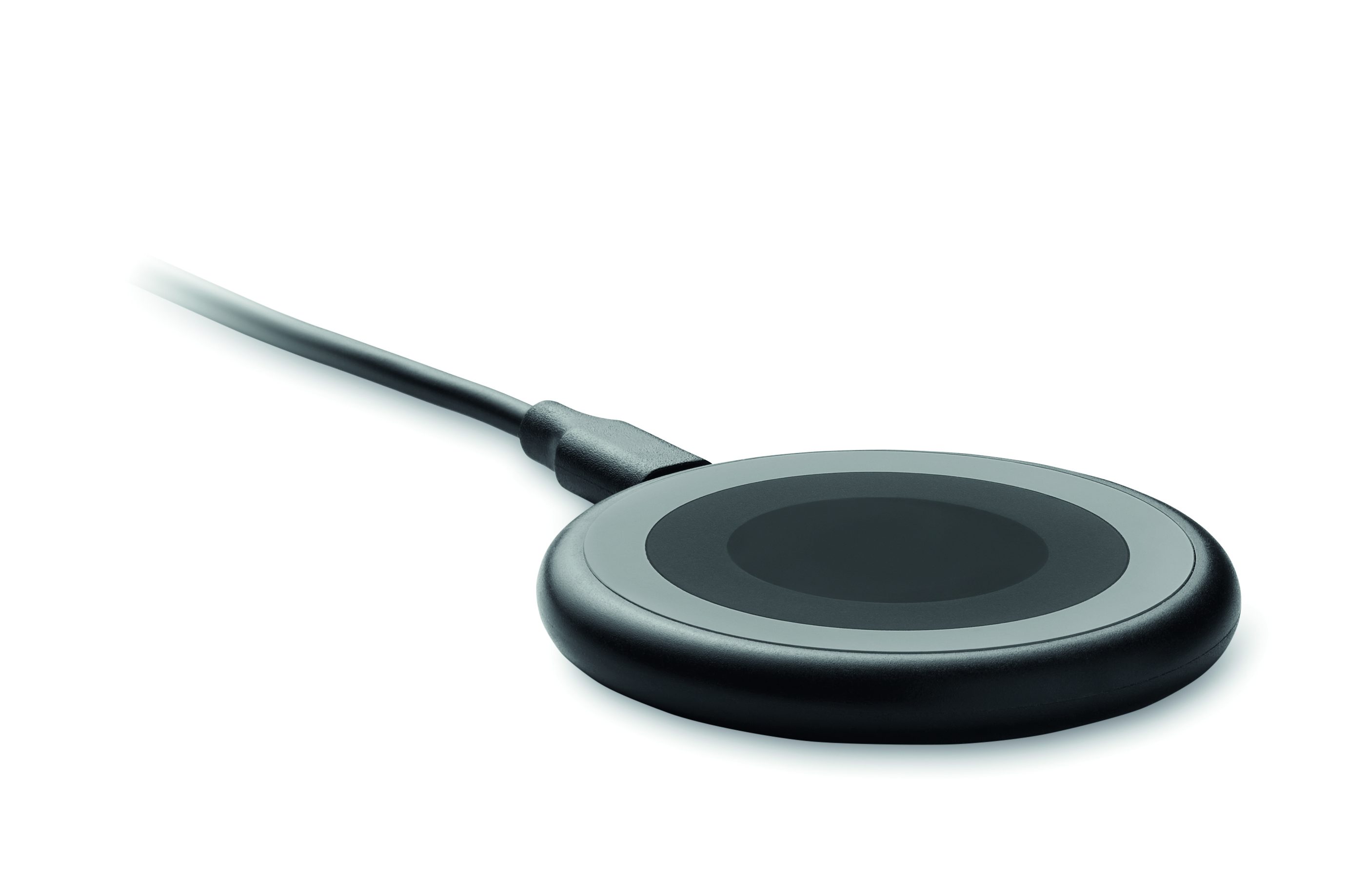 drahtloser, ladepad, induktion, rund, schwarz-grau, Drahtloser Ladepad, Qi-Ladegerät, Ladefläche, Abdeckung, Rundes Design, Drahtloses Ladepad, Qi-Ladegerät, Ladeplatte, Any-Device-Lader, Bequemes Ladepad