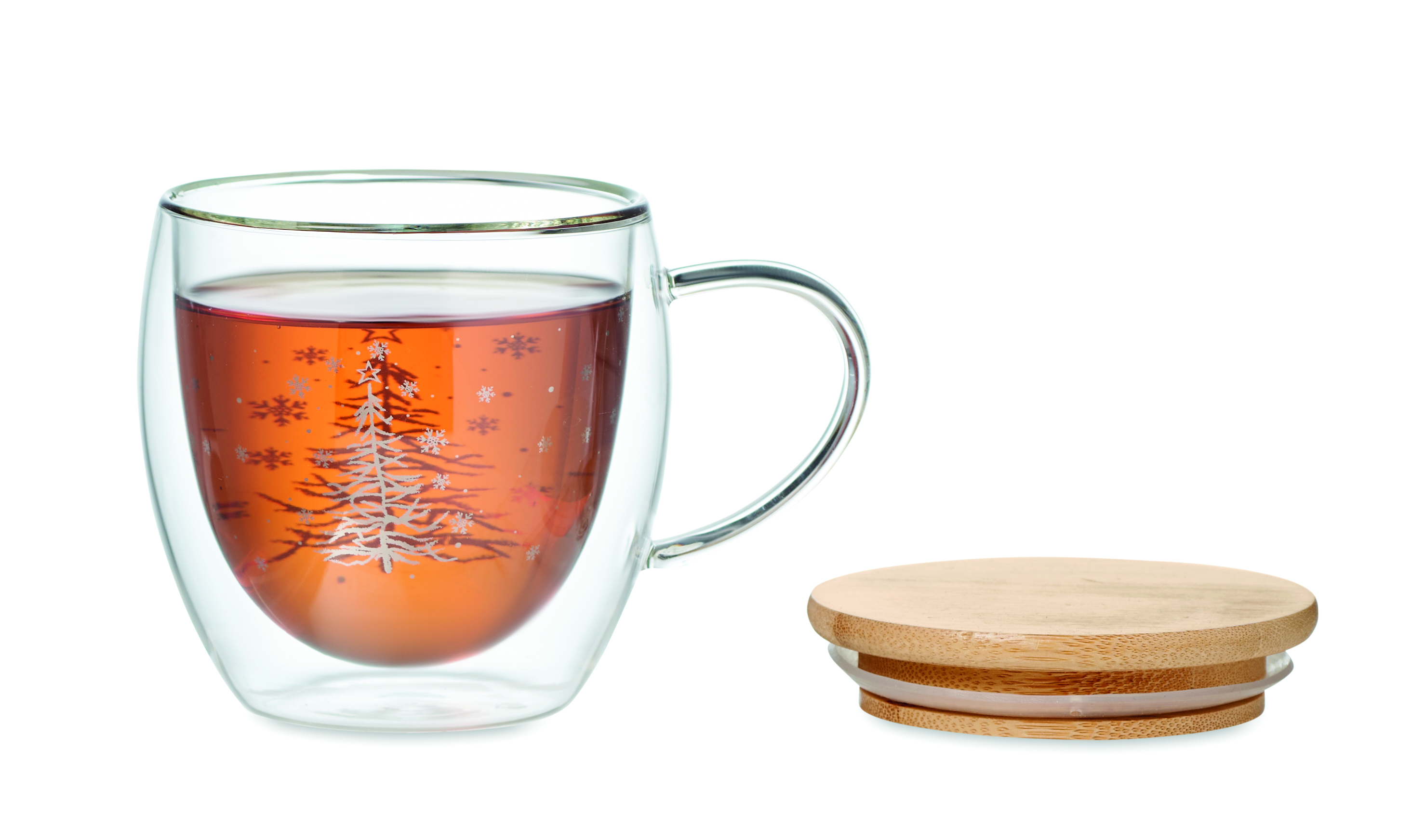 Glasbecher, Teeeinheit, Teebecher, Stativloser Glas, Holzdeckel, glasbecher?, doppel?, Glasbecher, Teetasse, Klarglas, Weihnachtsmotiv, Holzdeckel, Glasbecher, Teebecher, Winterdesign, Weihnachtsmotiv, Holzdeckel