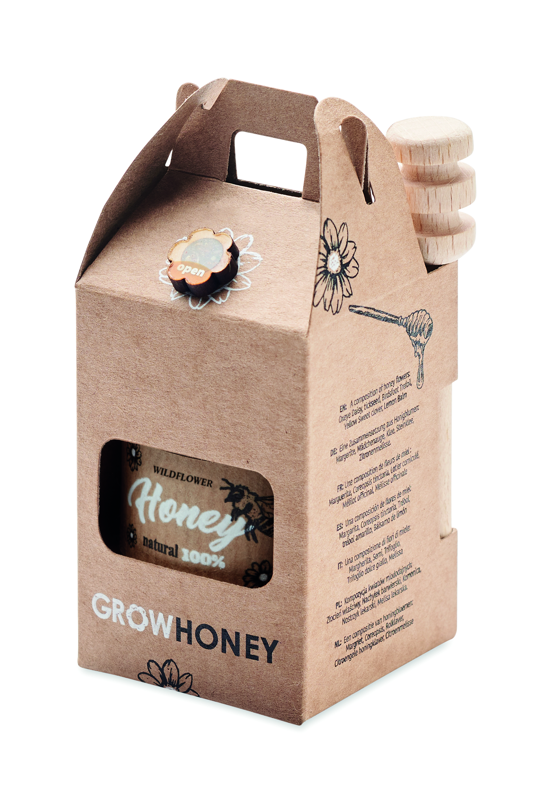 kartonverpackung, honig, wildblume, Holzscheiben, wachse honig