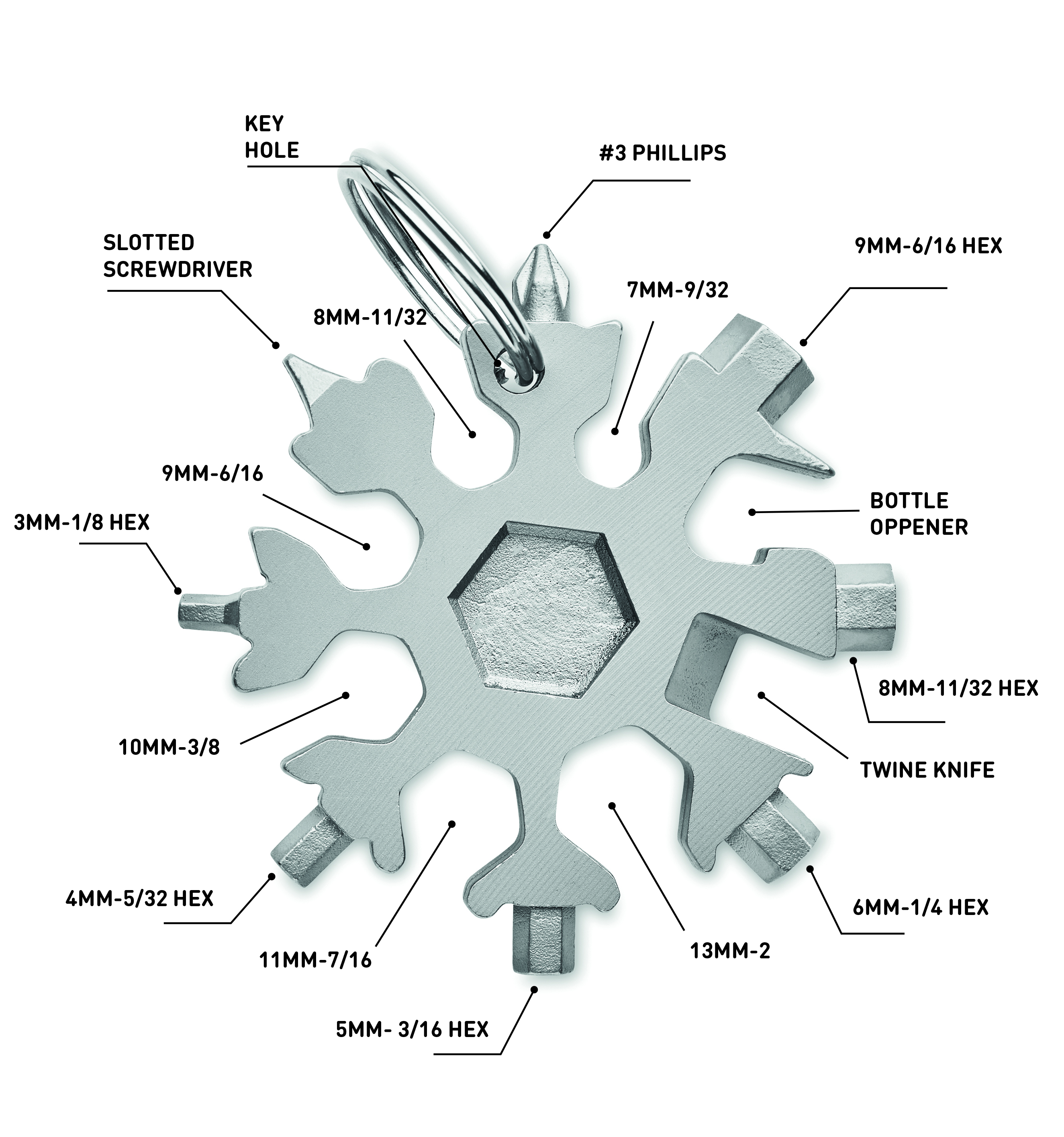 Multi-Tool, Schneeflocke, Hex, Schlüsselanhänger, Werkzeug
