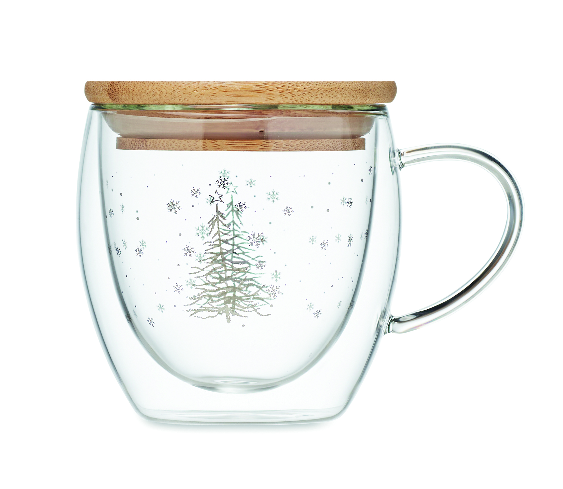 glasbecher, teeinwürfel, weihnachtsdeko, kerzamess, holzdeckel, glasbecher, doppelwandig, Holzlöffel?, schneeflocken, weihnachtsbaum, glasbecher, Teebecher, Holzdeckel, weihnachtliches Muster, gläserner Deckel
