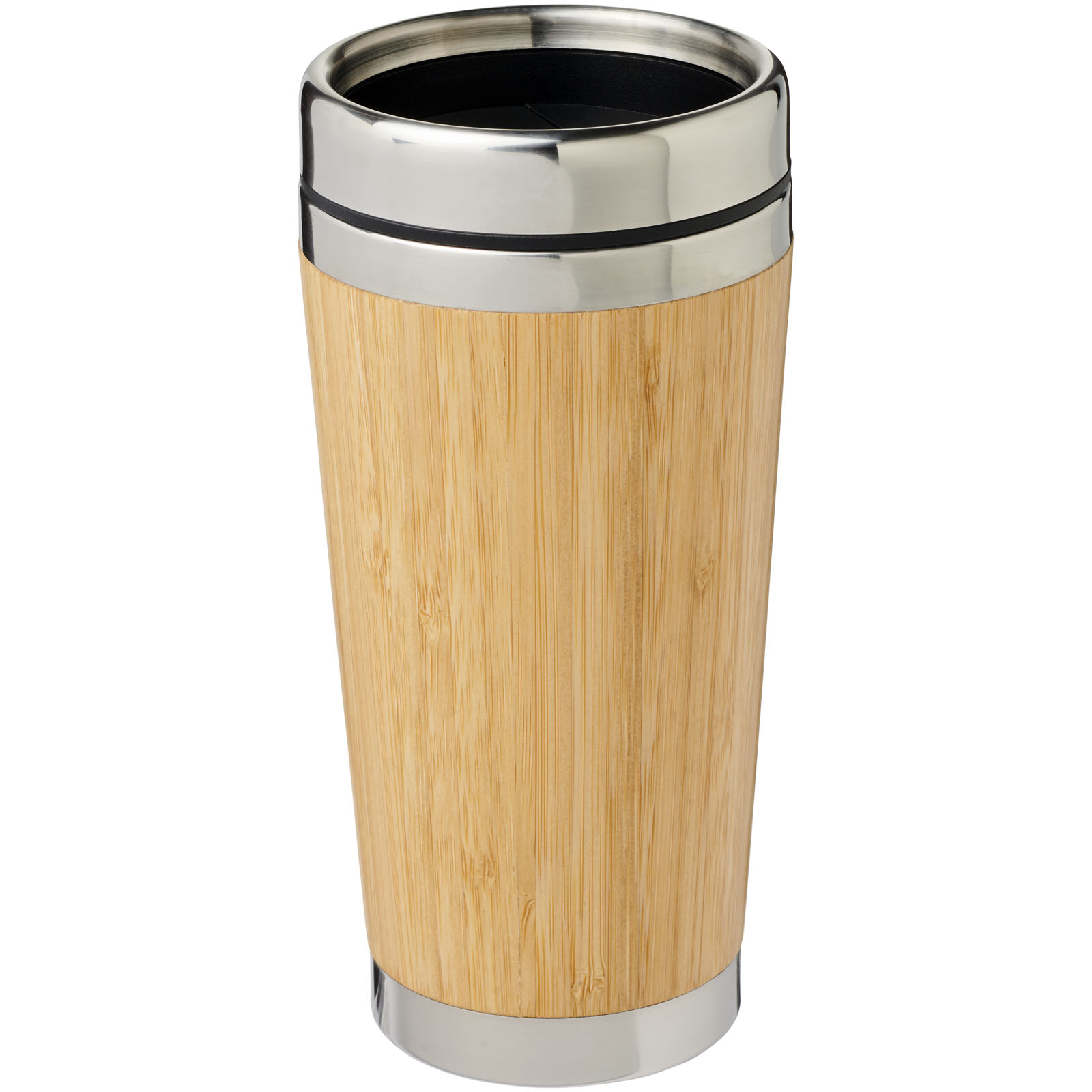 To-Go-Becher, Holz, Bambus, Trinkbecher, Stahlrand, Becher, Travel Mug, Bambus, Stahl, Kompakt, To-Go-Becher, Bambus, Holz, Edelstahl, Kaffee-/Tee-Becher