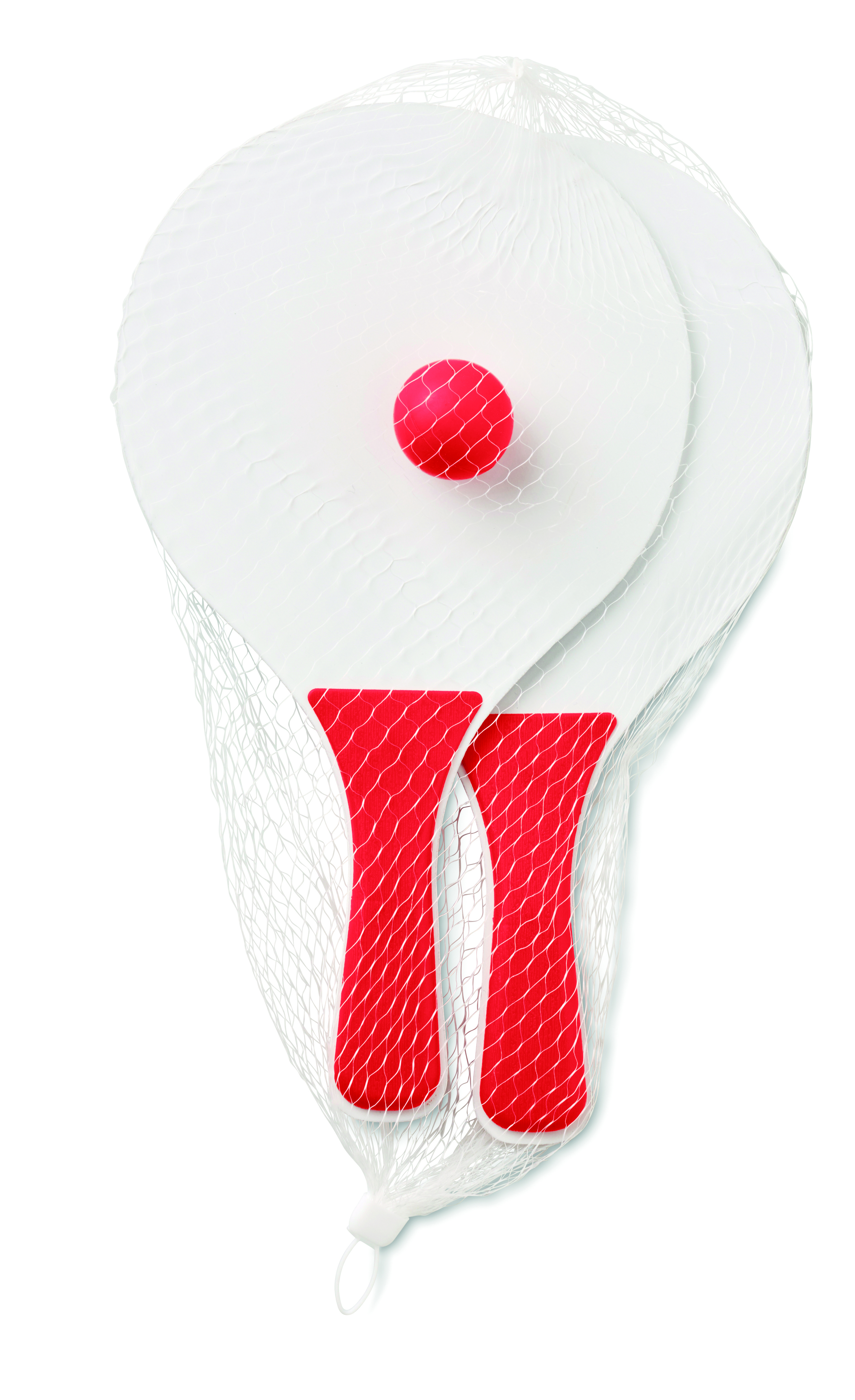 badminton-Schläger, Schläger, weiß, roter-Griff, Netzhülle, Badminton-Schläger, Racket-Set, Weiß, Netz/Schutznetz, Ball, Badminton-Schläger, Schlägerkopf, Rot-weiße Griffe, Netzverpackung, Federball, Paddelball, Schläger, Netznetz, Schlägerkopf, Rot
