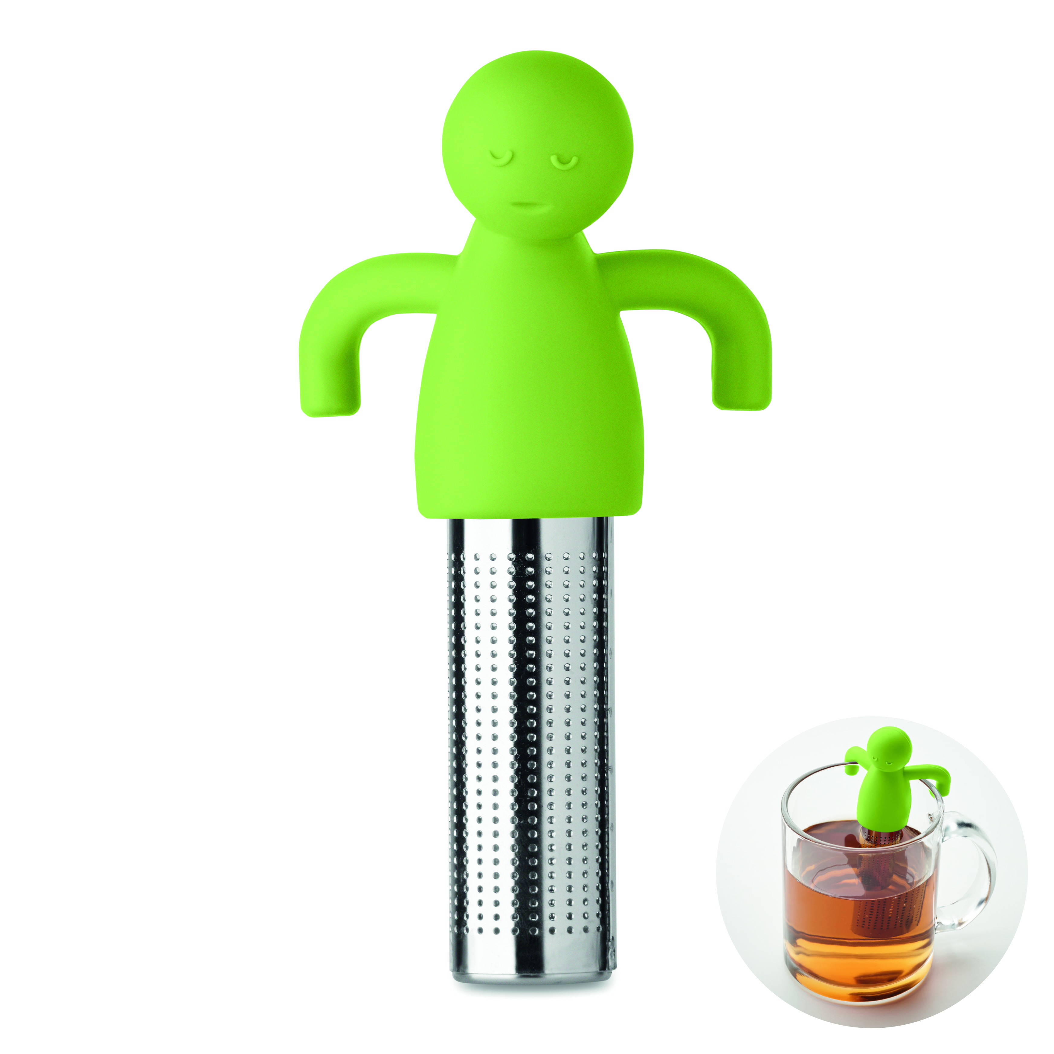 Küchen-Gadgets, Teebehänger, grüne Figur, Edelstahl, Infusion, Kaffeefilter, Teebereiter, Gartenfigur, Grüner Griff, Stempel-Teefilter, Kaffee-Teesieb, Kaffeefilter, Streuer, Grüner Kunststoff-Clip, Kaffeezubehör