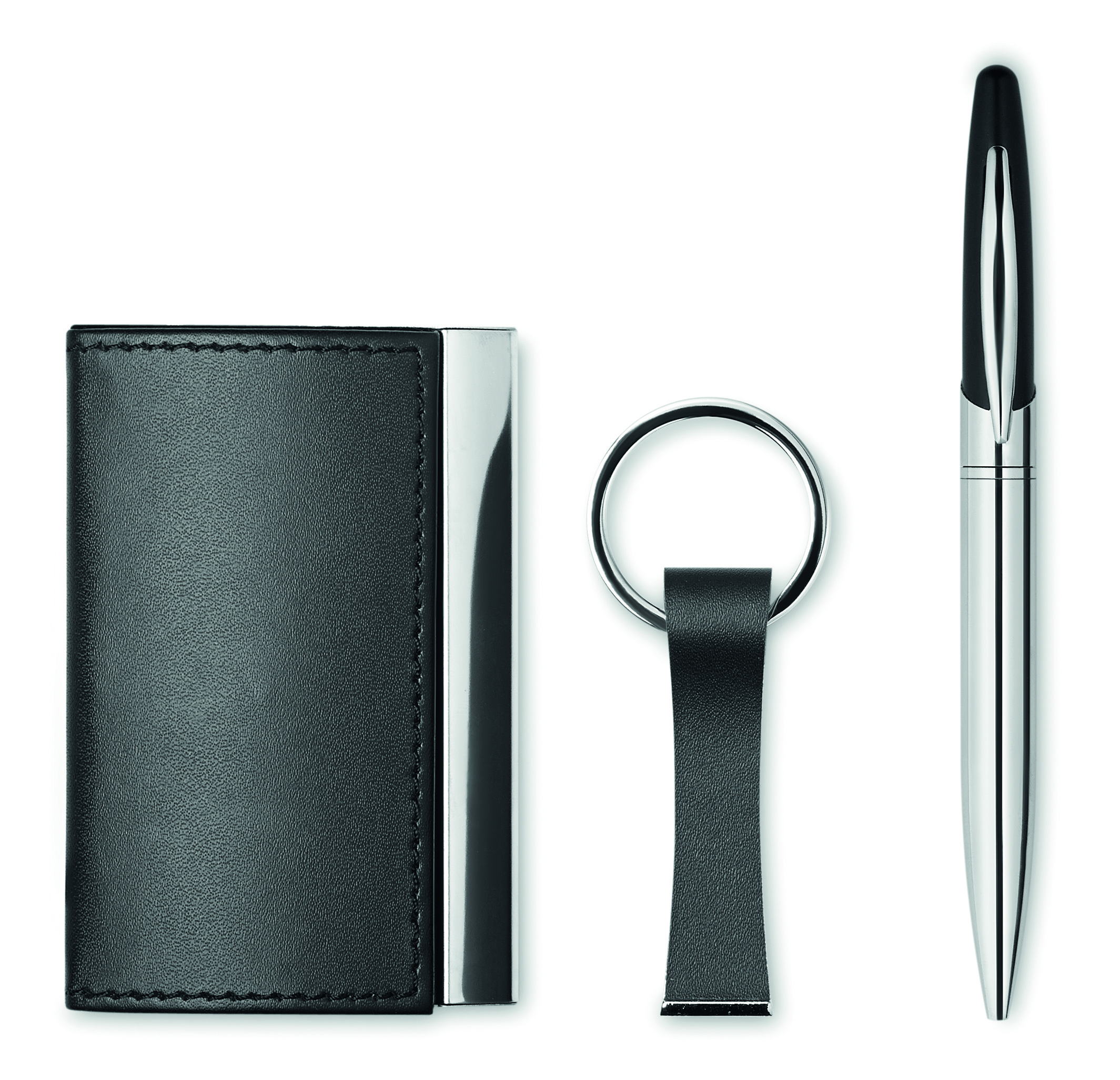 Wallet, Keychain, Stift, Leder, Schwarz