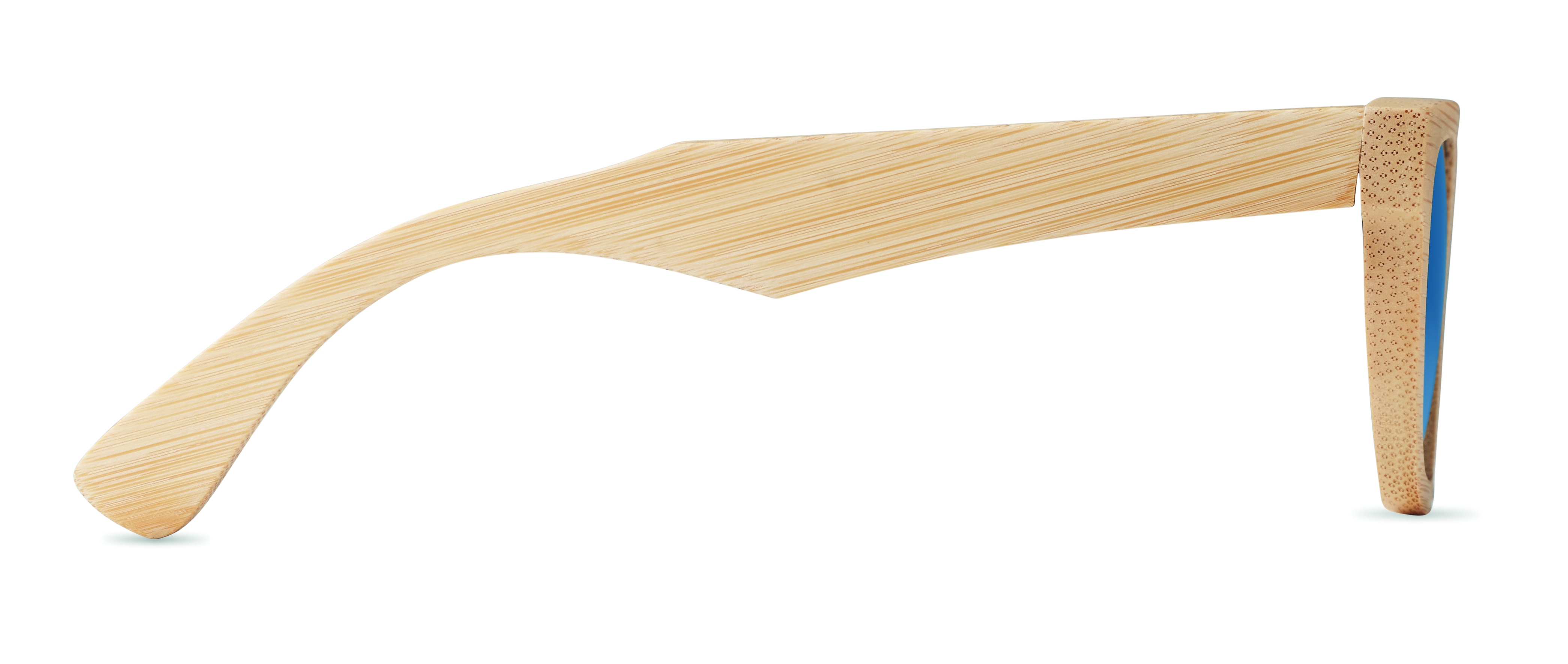 Sonnenbrille, Holzrahmen, Holzgriff, Bambusoptik, blaues Glas