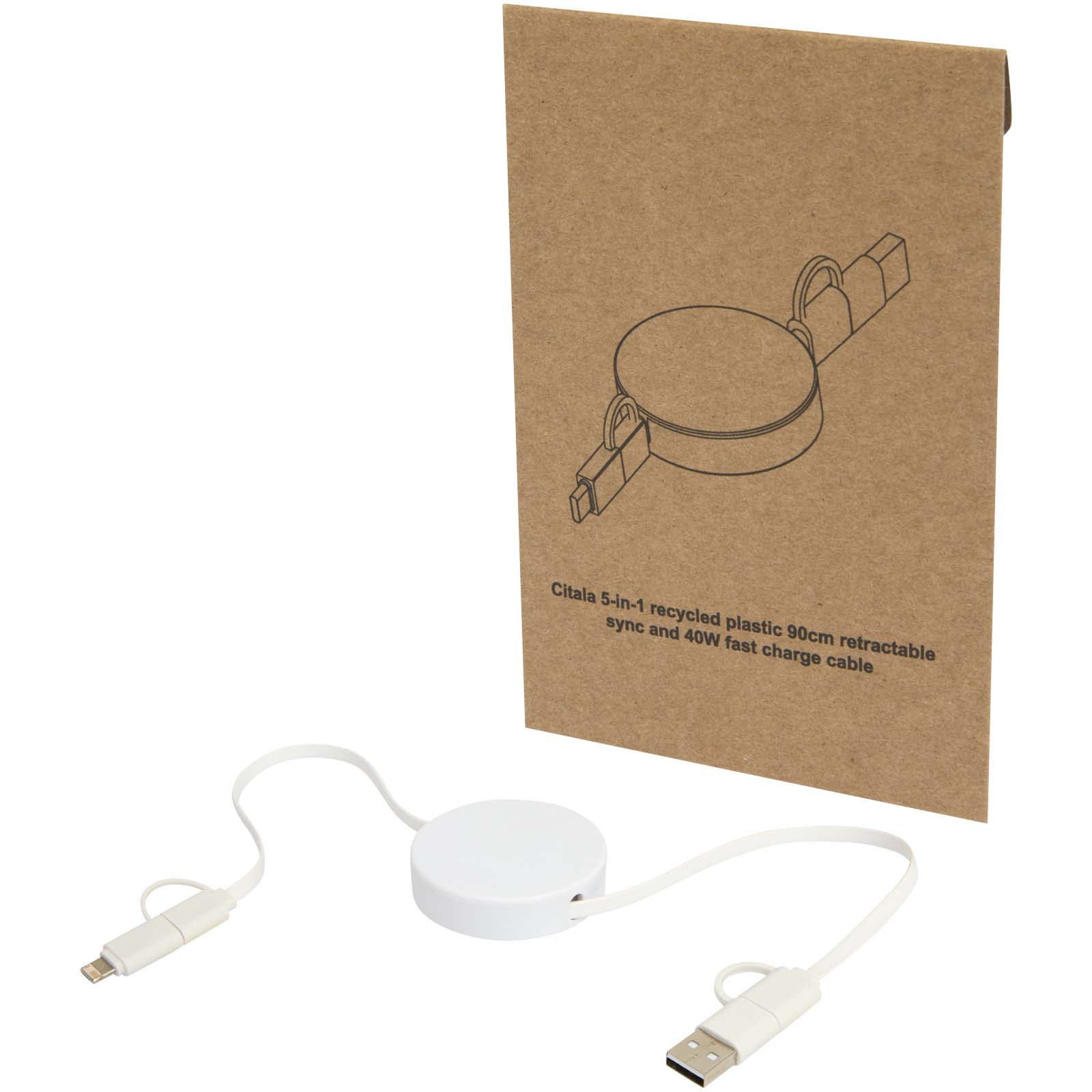 runderLadegerät, verstellbaresKabel, USB-C, Kunststoff, 90cm, recycelter Kunststoff, Kabelrolle, Ladekabel, USB-C, runder Steckverbinder