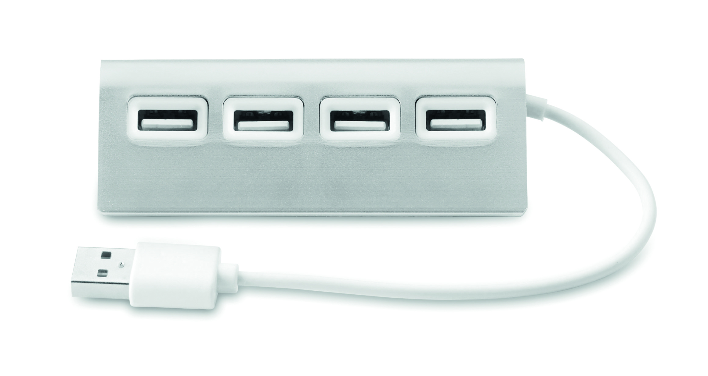 USB-Hub, 4-Port, Metall, Silber, USB-Hub