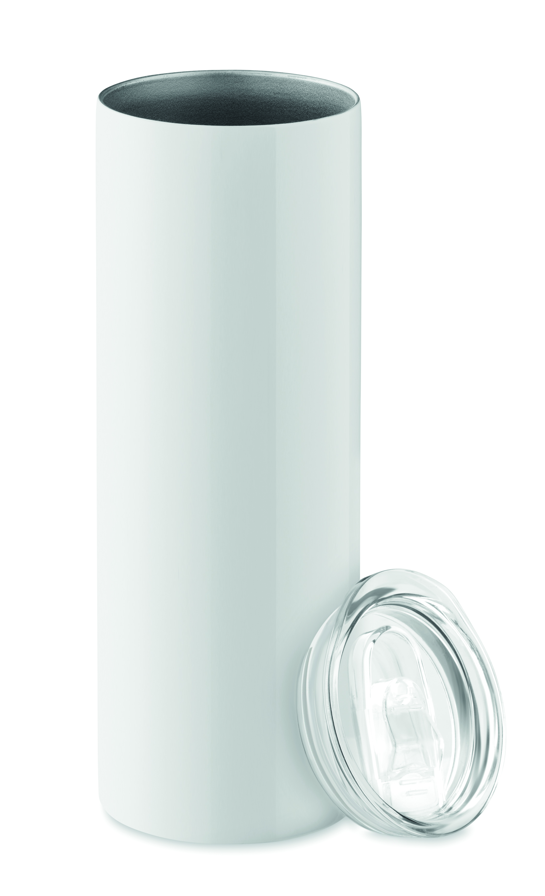 Vase, Hohe Vase, Glasdeckel, weiße Zylinderform, transparente Abdeckung