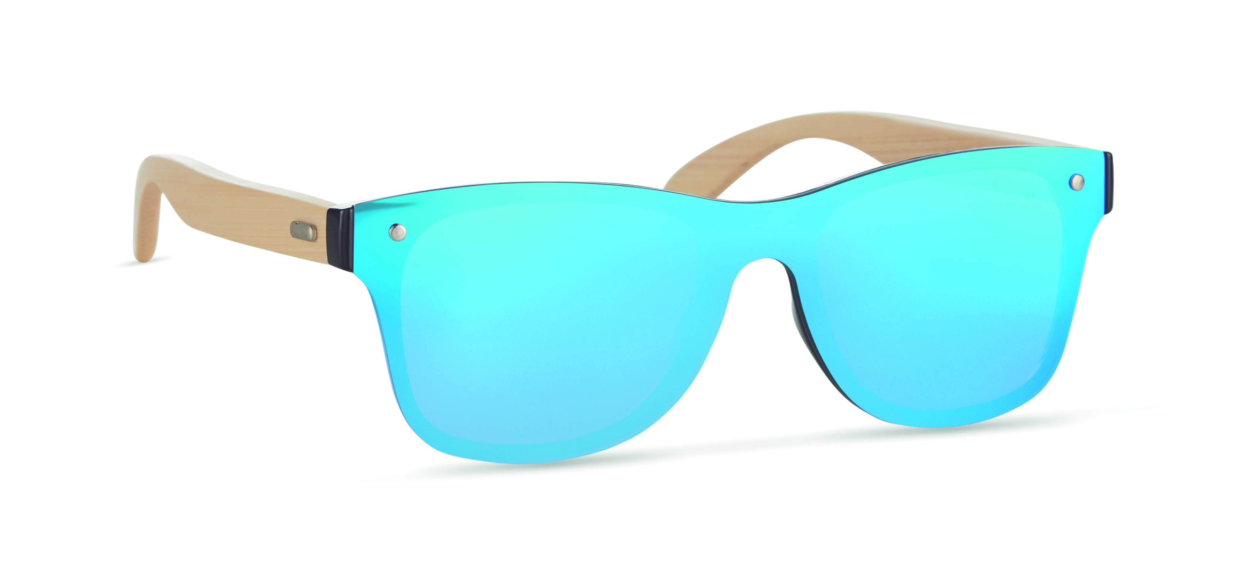 Sonnenbrille, Spiegelglas, Holzrahmen, Blau getönte Gläser, Unisex, Sonnenbrille, Spiegelglas, Blaue Linse, Holzrahmen, Einfarbig