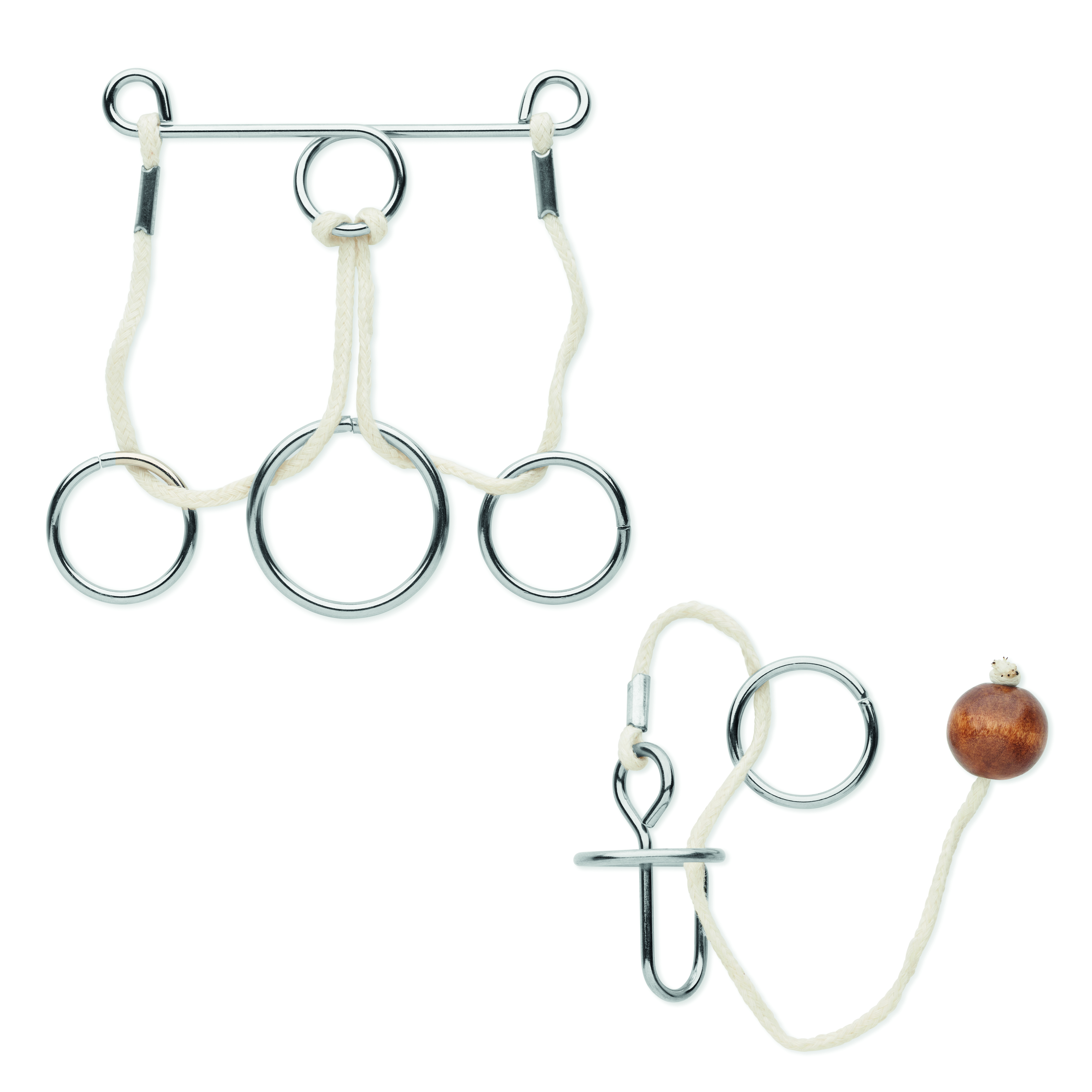 Multiringhalter,  Ringsystem, Seilbindungen, Metallringe, Holzperle, Klingelring, Metallringe, Seilzug, Spielzeughaken, Holzknopf, zubehör, ringe, seil, schmuckhalter, befestigung, Ring, Metall, Seil, Riemen, Holzperle