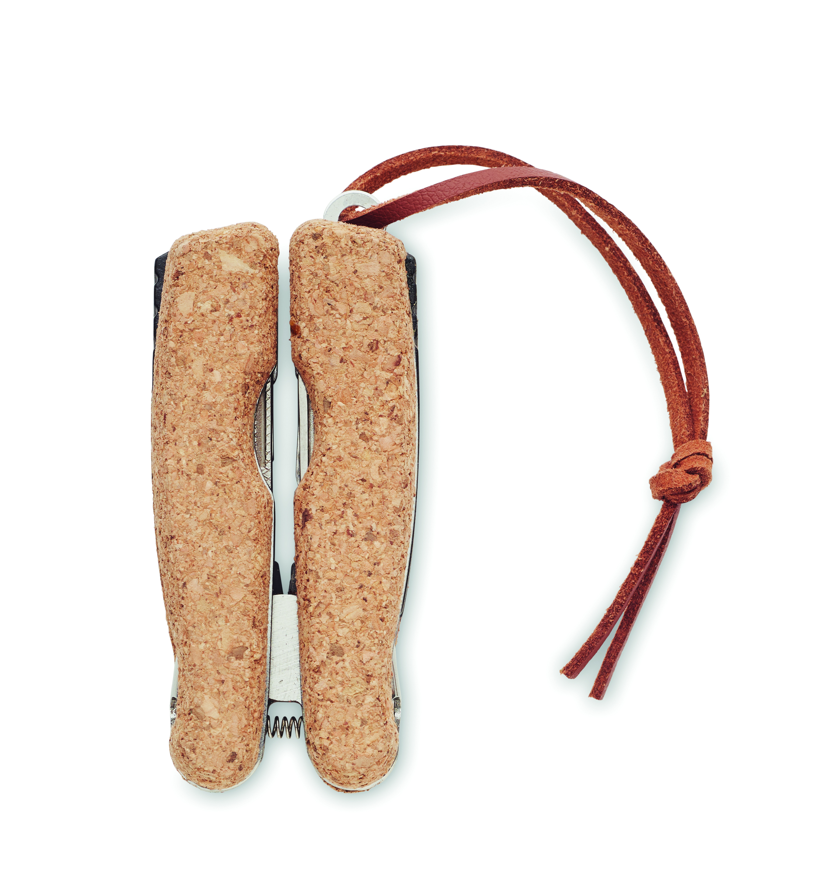 Korkgriffel, Faltradmesser, Schnur-Ummantelung, Lederummantelung, Metallclip