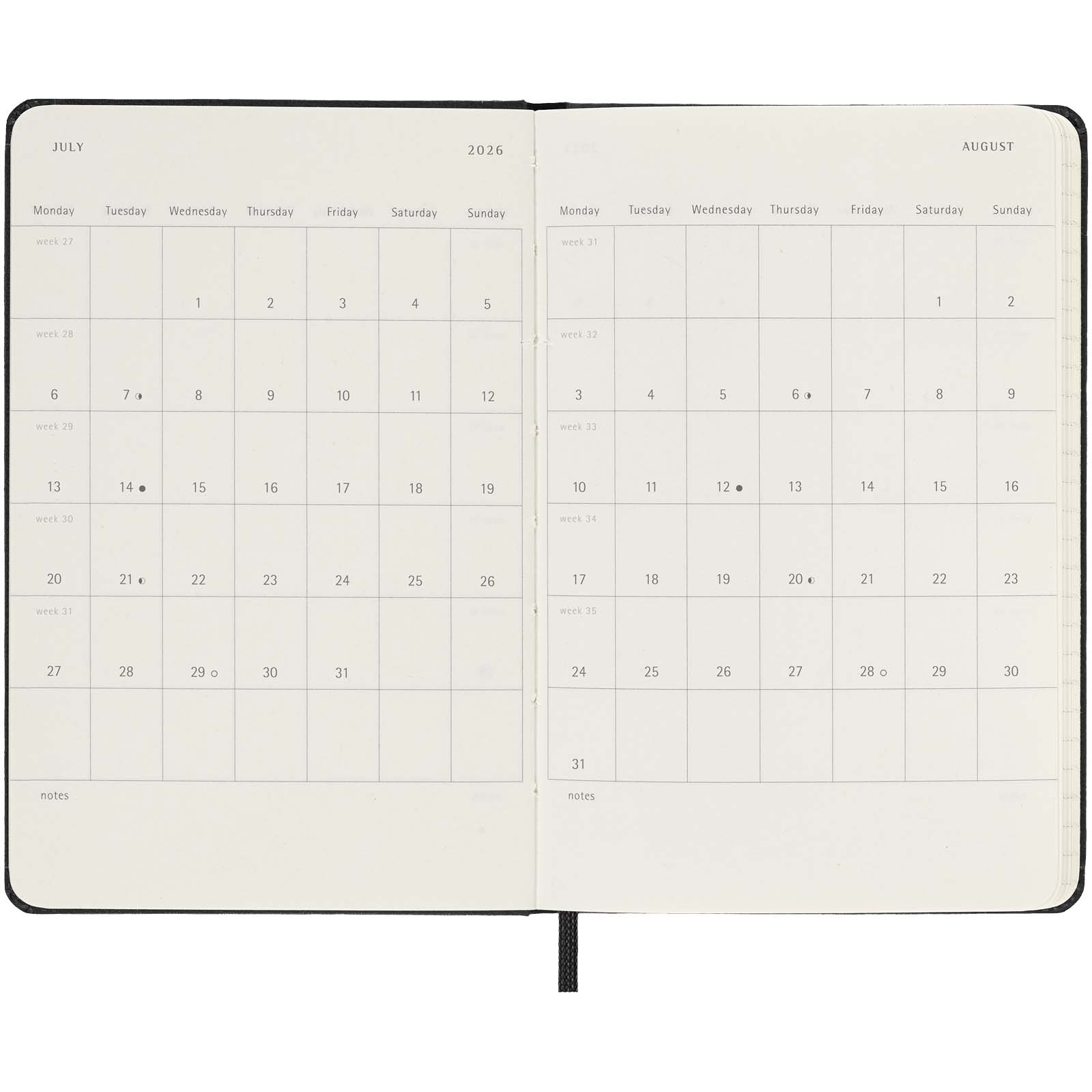 Kalender, Notizbuch, Monatlicher Kalender, Doppelseite, Notiz
