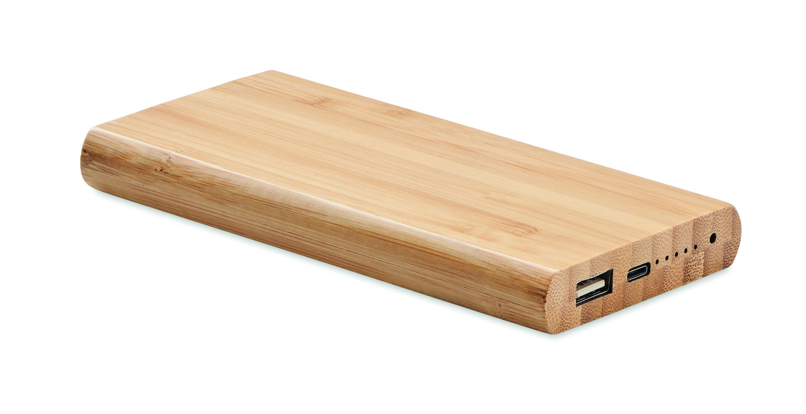 Holzgehäuse, Bambus, Power Bank, USB-A Port, USB-C Port