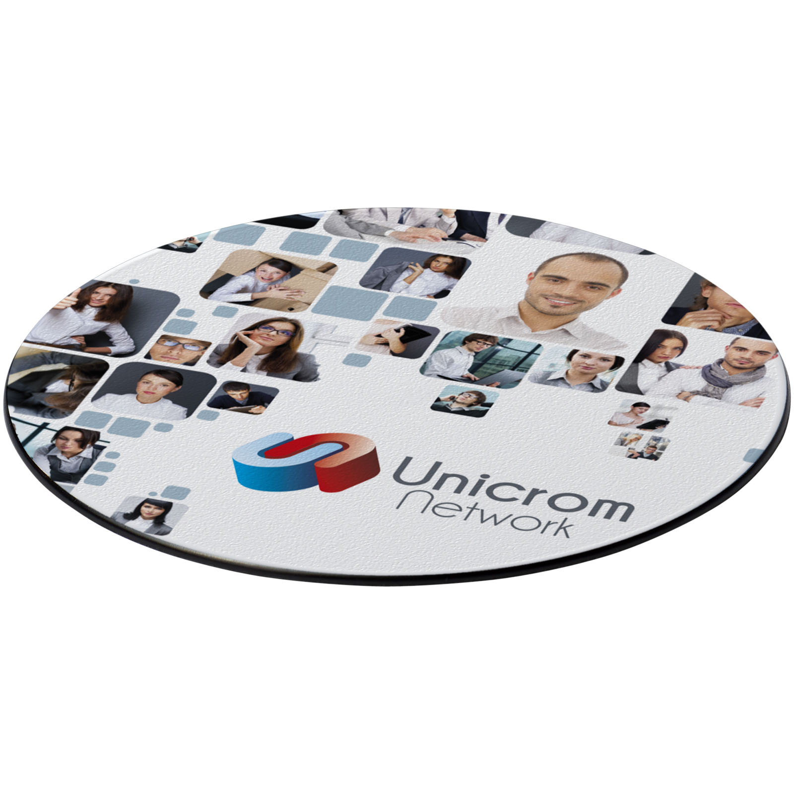 Mauspad, Rund, Schreibtischzubehör, Beschichtete Oberfläche, Unicrom Netzwerk, untersetzer, rund, desktop, logo, netzwerk, Runder Tischuntersetzer, Netzwerklogo, Unicrom, Kartei-Muster, Fotomosaik