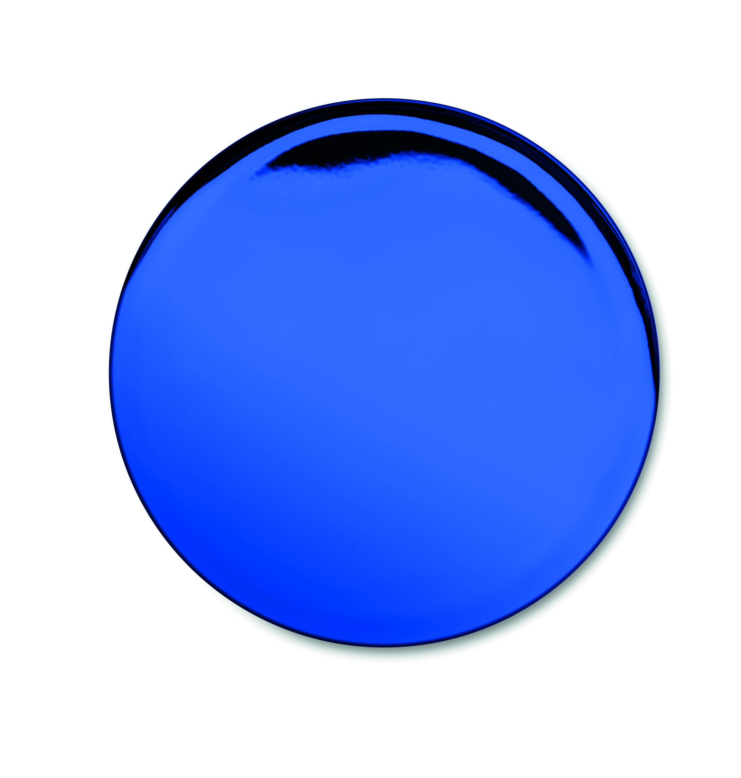 blauer Kreis, Glasknopf, blaues Scheibchen, runde Form, minimalistische Scheibe