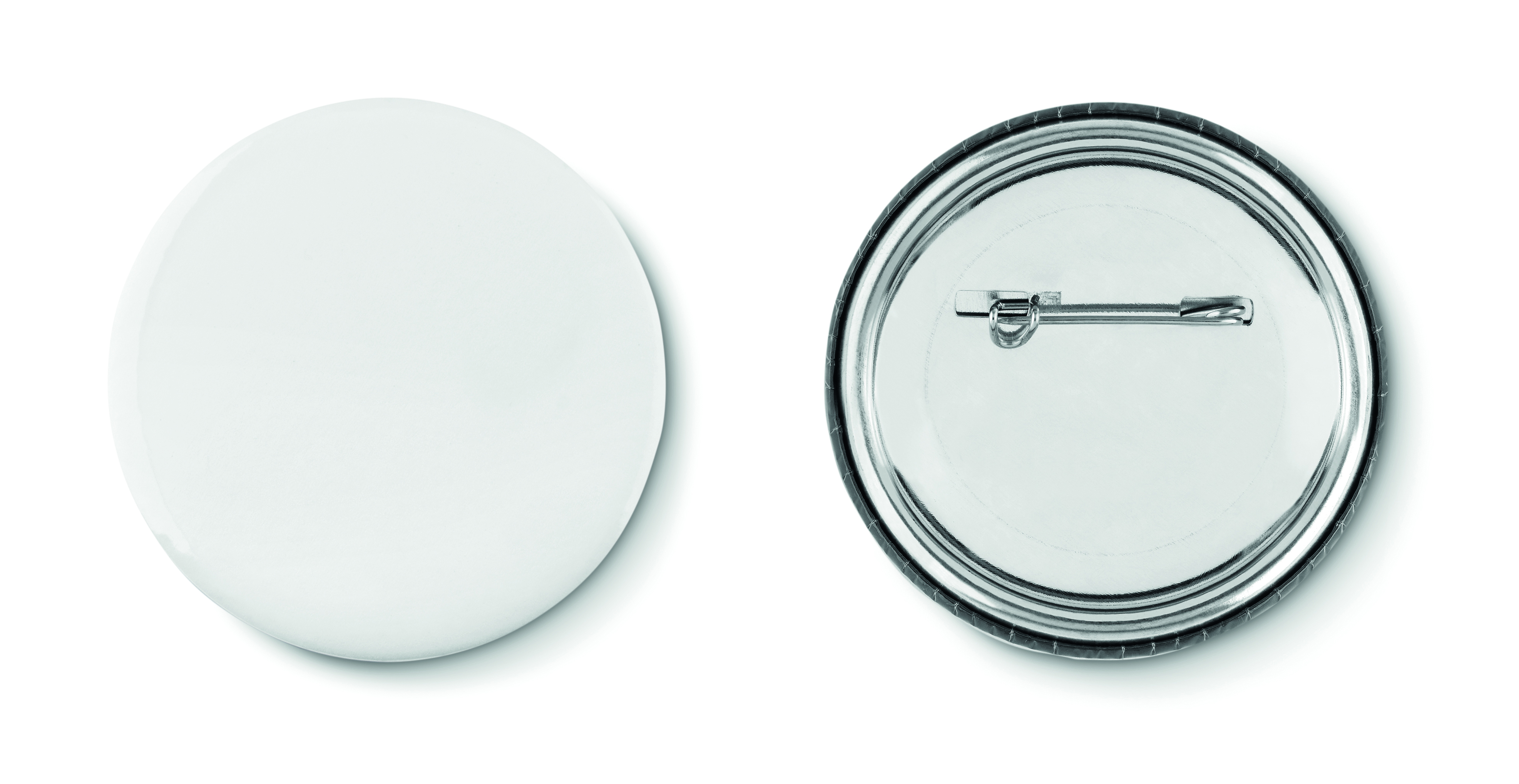 Button, Weißer Deckel, Metallstift, Rückseite, Runder Deckel