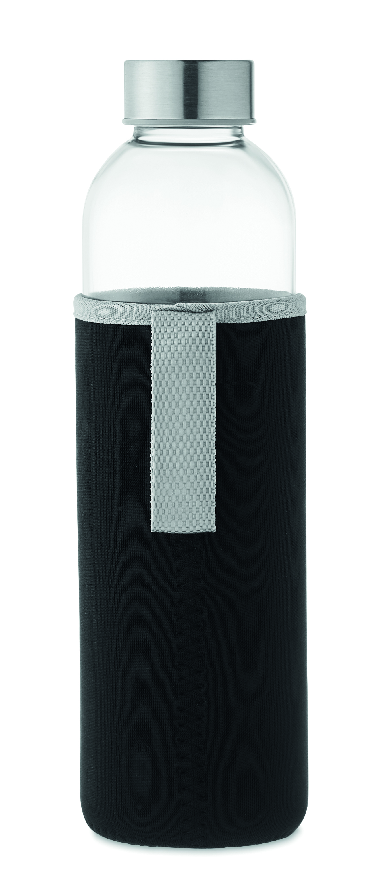 Wasserflasche, Glasflasche, Schlankflasche, Neoprenhülle, Verschluss