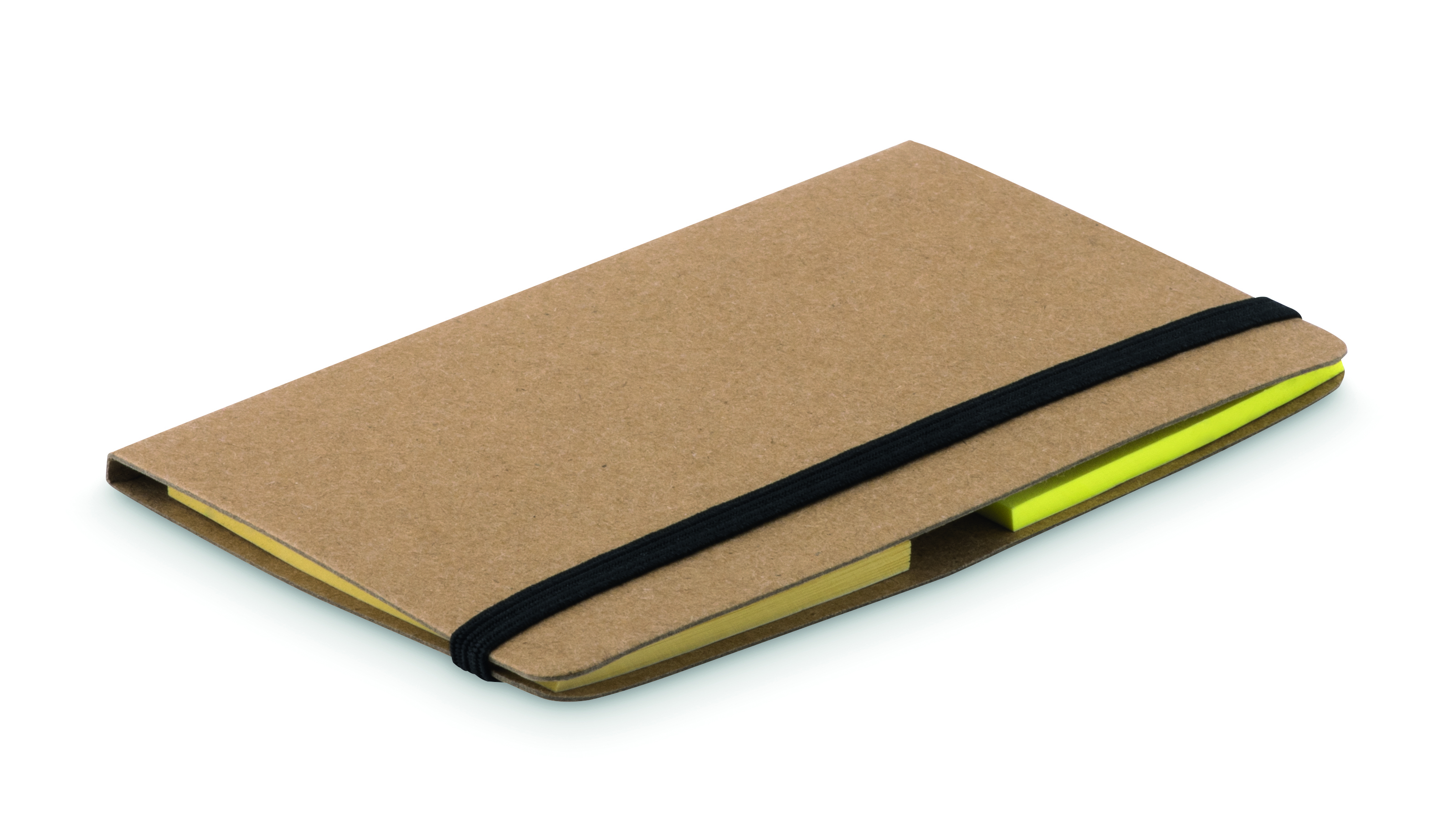 Notizbuch, Karton-Deckel, Notizblock, Gummiband, Neon-Gelb Highlight