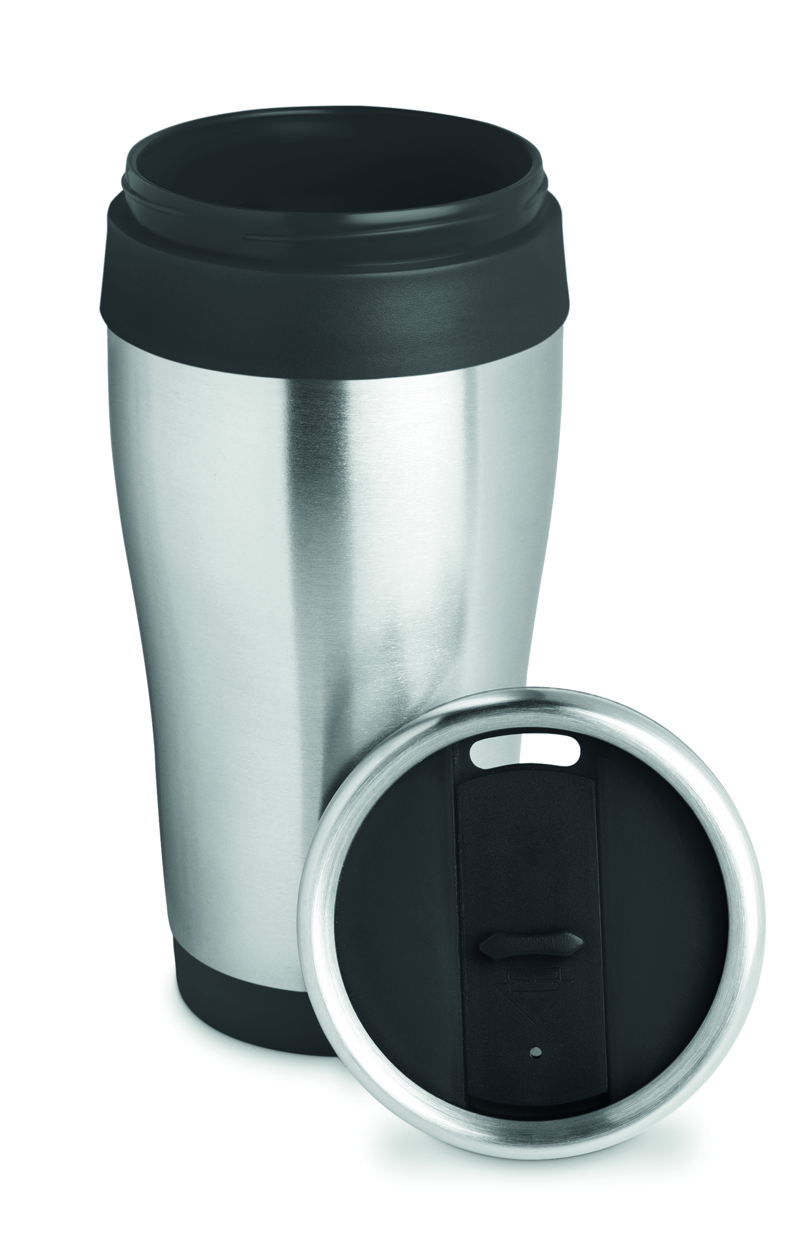 Thermobecher, Edelstahl, Trinkbecher, To-Go-Becher, Schwarz