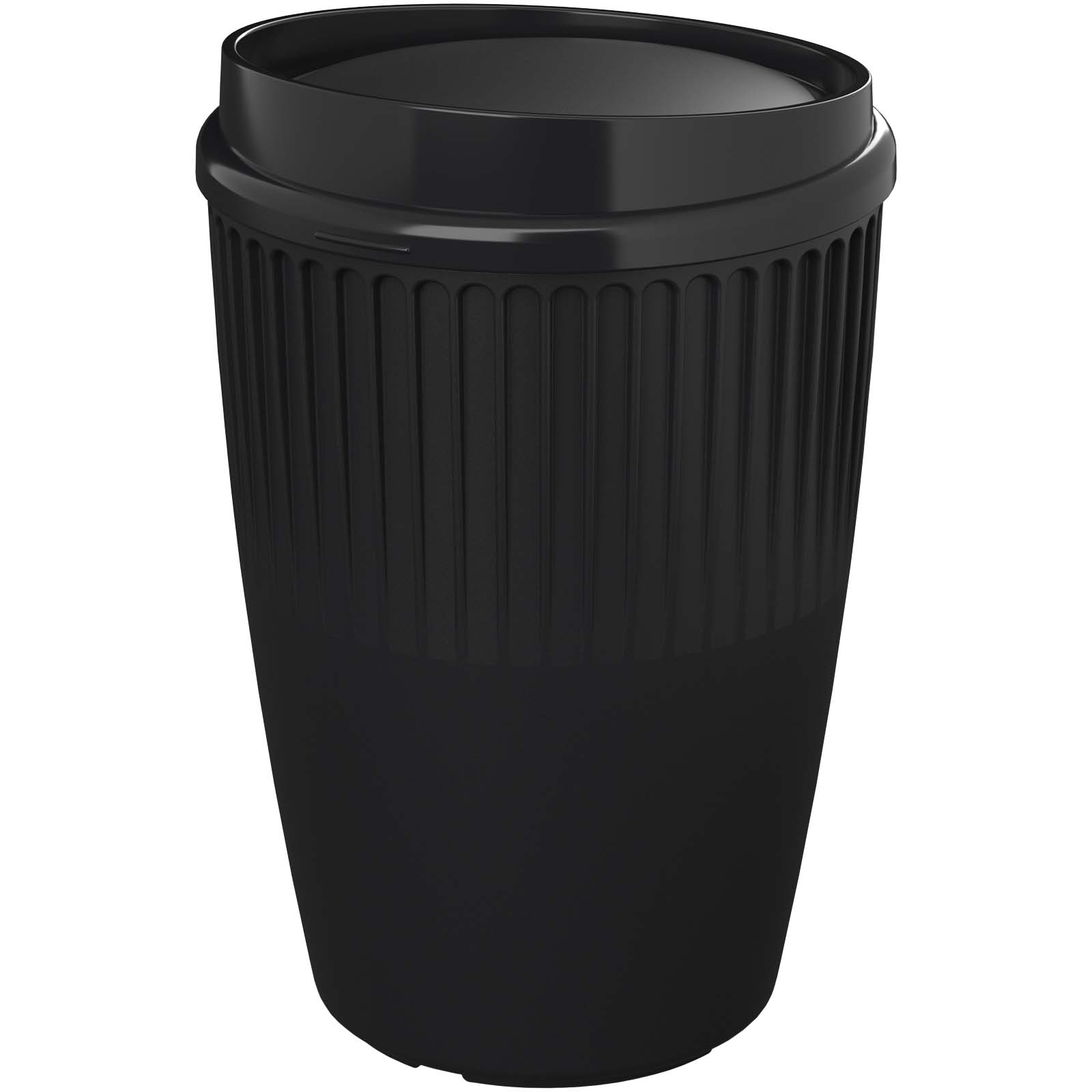Kaffeebecher, To-go-Becher, Papier, Schwarz, Rippendesign