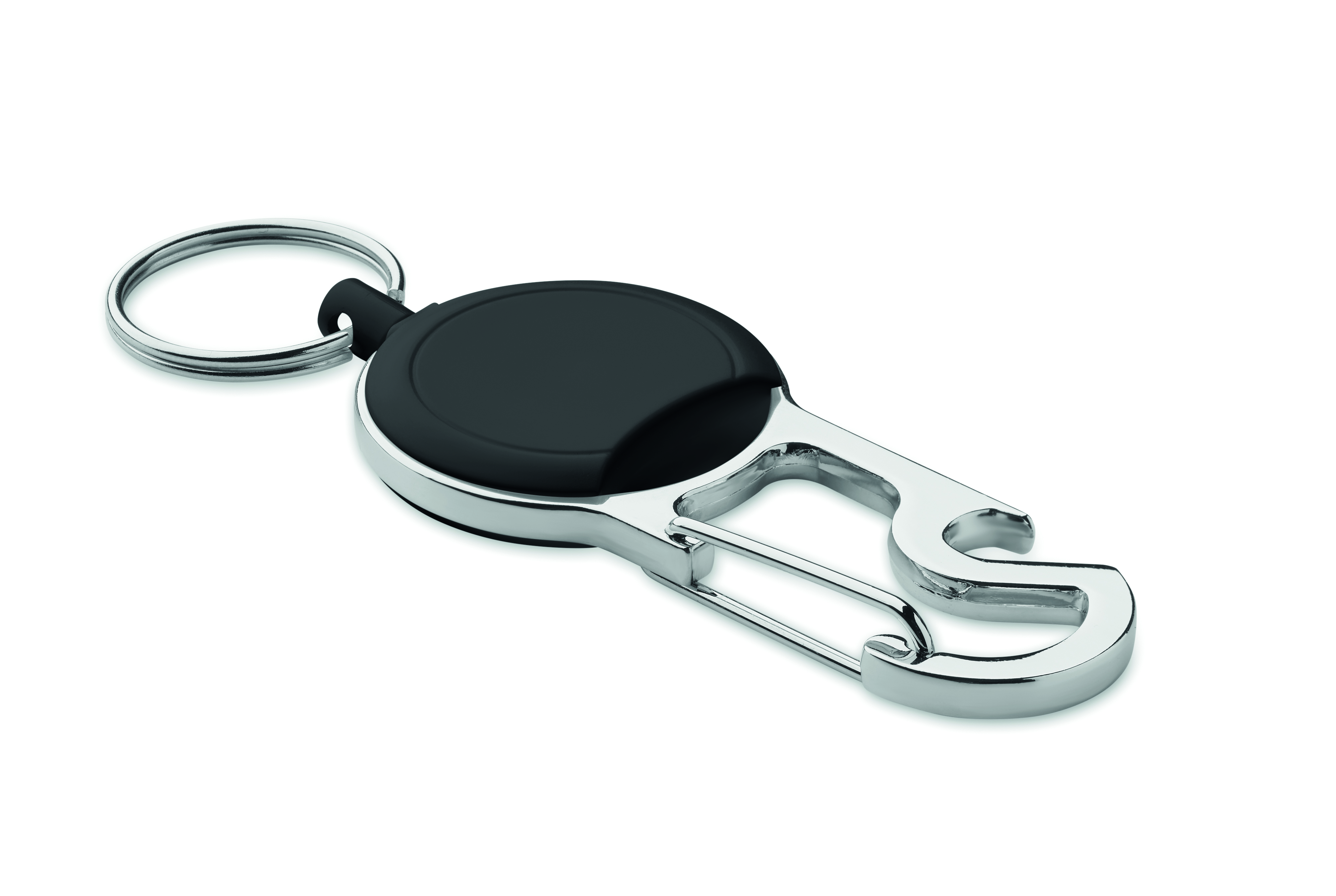 Schlüsselanhänger, Kernverschluss, Metall, Schwarz, Karabiner, Schlüsselanhänger, Federclip, Haken-Design, Metall, Schwarz, Keychain, Ausziehbar, Karabiner, Metallisch, Schwarz rund