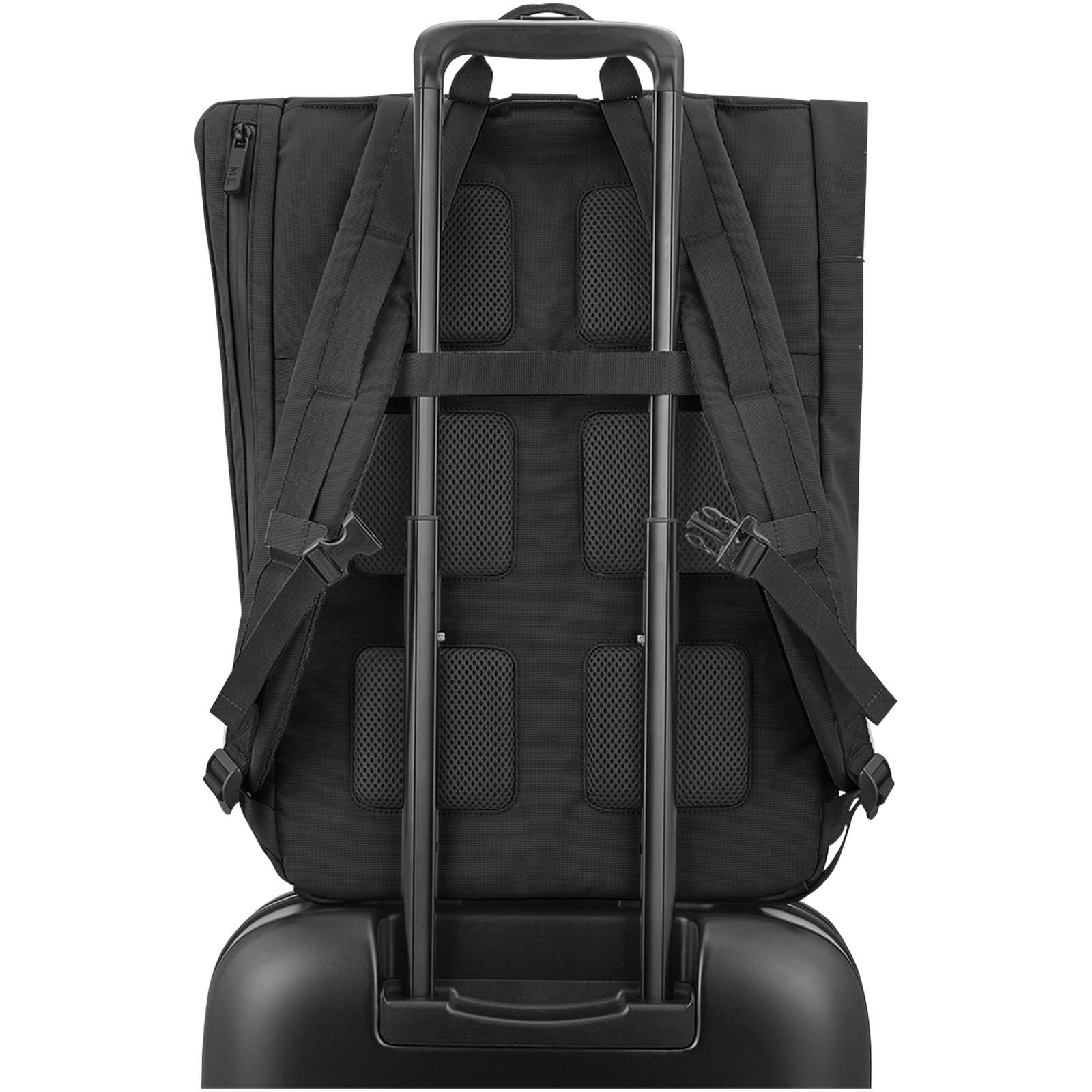 Koffer-Rucksack, Trolley-Rucksack, Rollkoffer, Schwarz, Tragegriffe