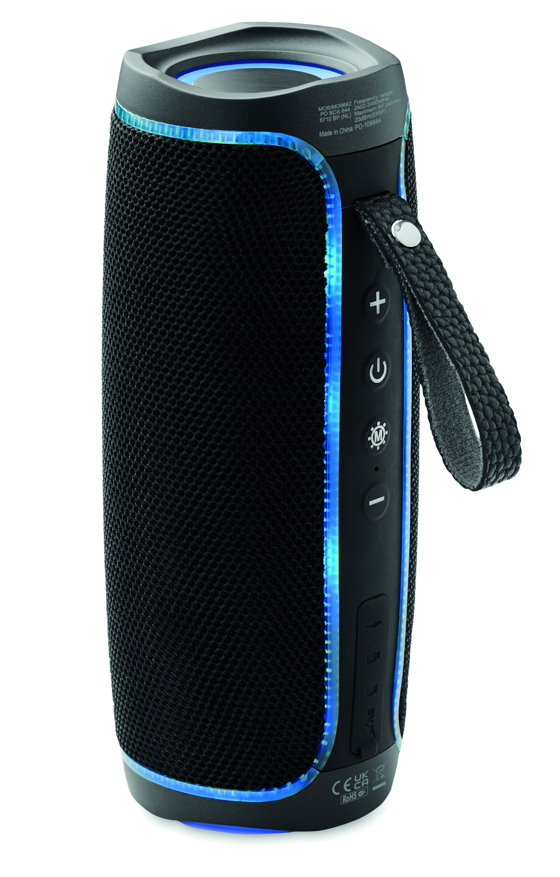 Bluetooth-Lautsprecher, tragbarer Lautsprecher, kabellos, blaue LED, Tragegriff