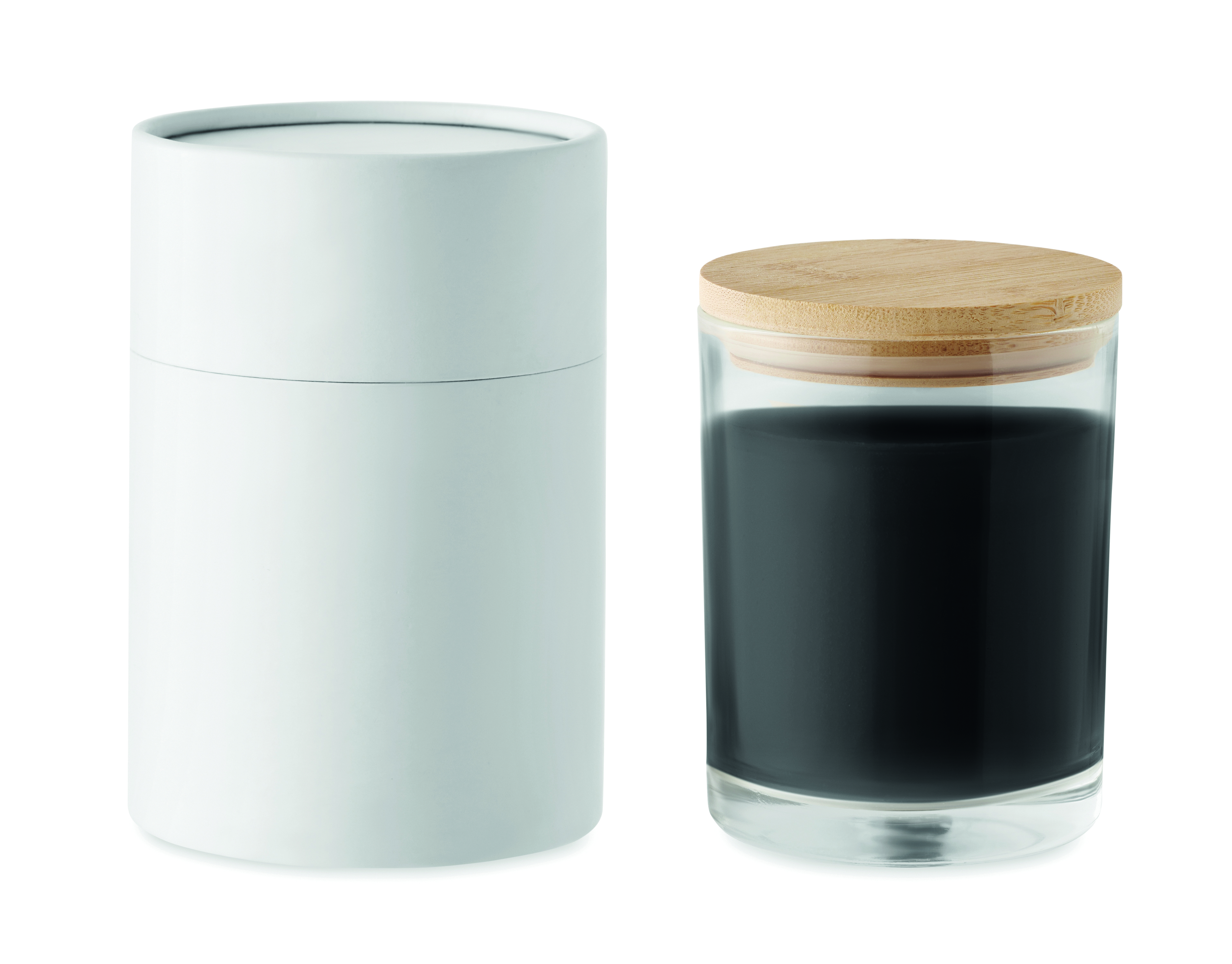 Wachskerze, Glasglas, Dunkle Kerze, Holzdeckel, Kerze