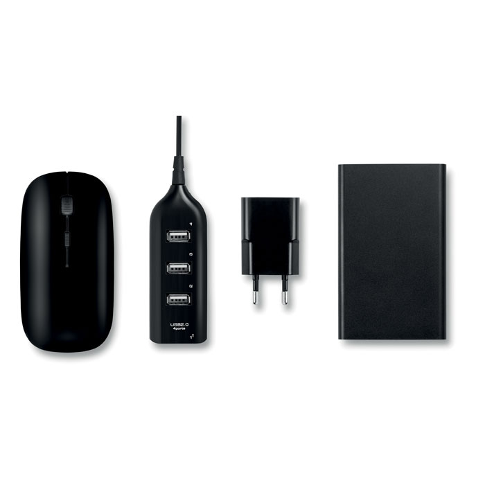 Drahtloser Maus, USB-Hub, USB-Kabel, Netzadapter, Ladegerät