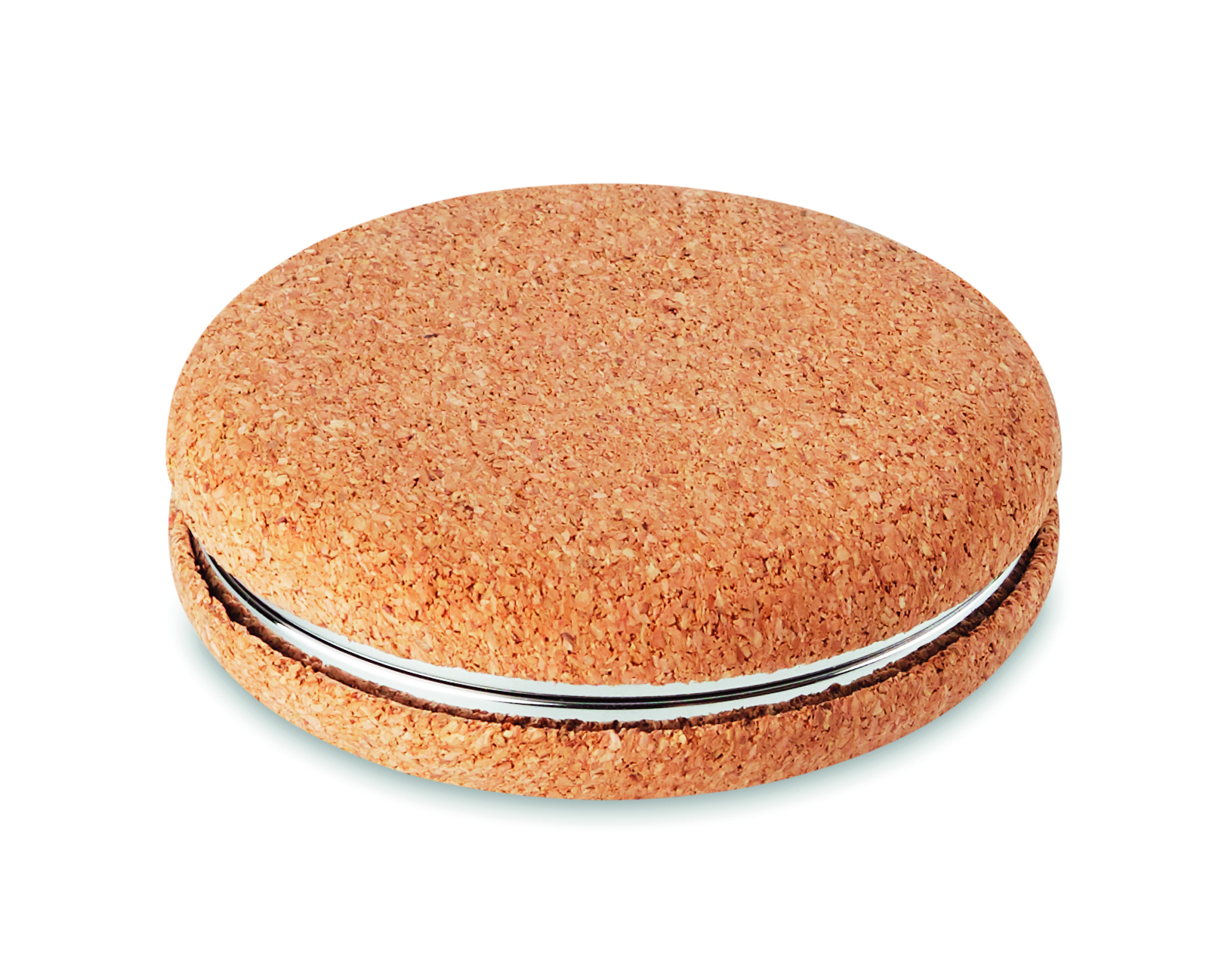 Korkuntersetzer, Korkscheibe, Makron, Lackierte Metallring, Korkpuck