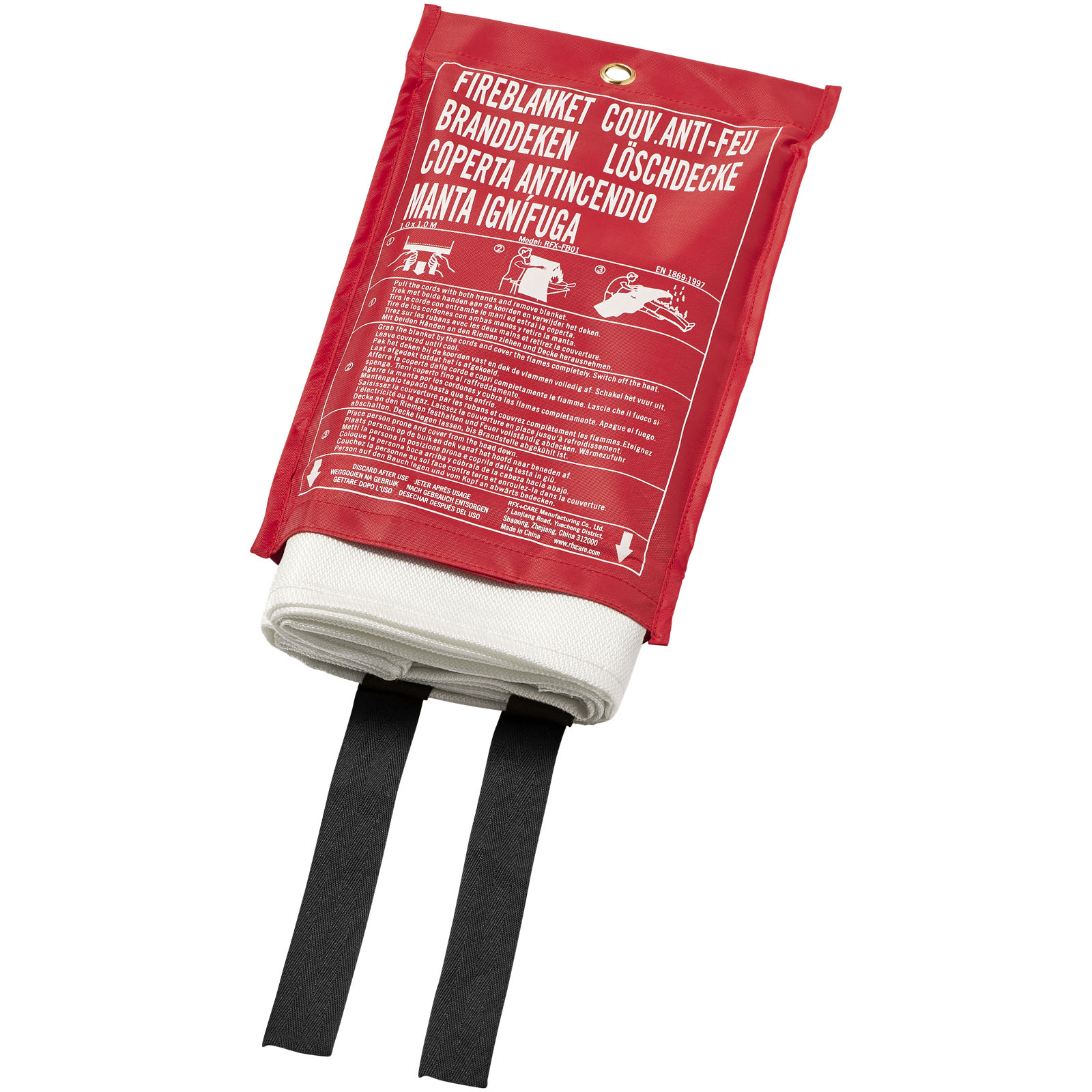 feuerlf6scher, notruf, rotesetui, riemen, aufgerollt, feuerlöschdecke, wanddecke, rot, bandage, rollverschluss, Feuerlöschdecke, rote Tasche, Sicherheit zu Hause, Tragegriff, Gewebehülle