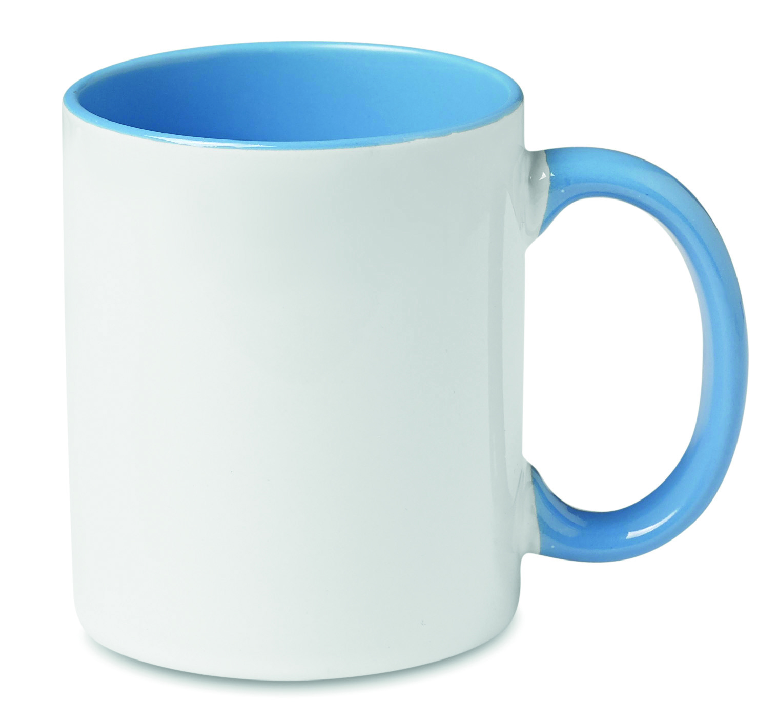 Becher, Kaffeebecher, Keramik, Blaues Interieur, Zweifarbige Grenze, Tasse, Keramik, Weiß, Blau, Henkel