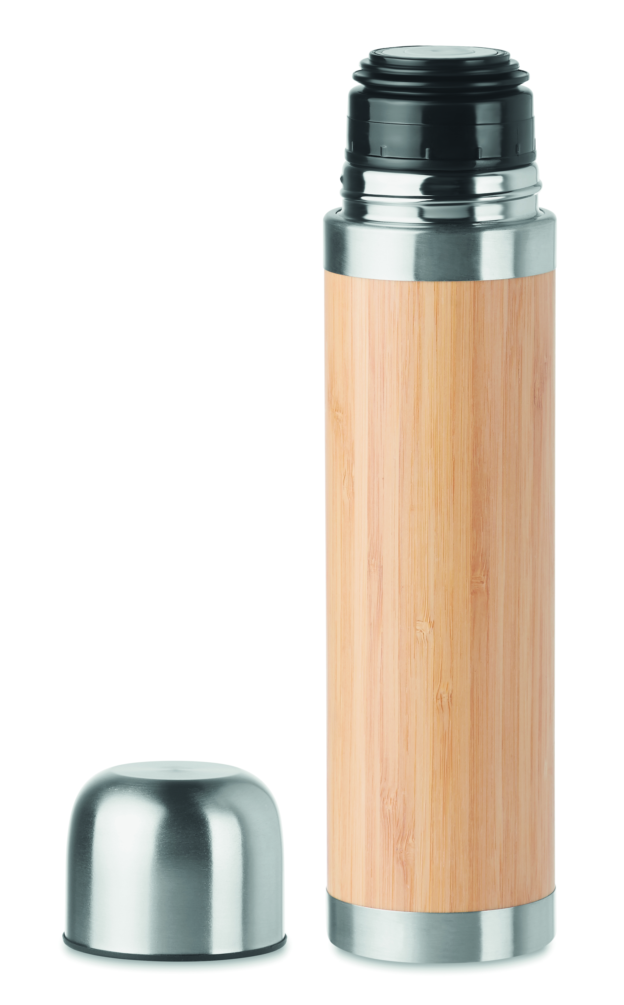 Thermos, Edelstahl, Holzoptik, Isolierflasche, Deckel separat