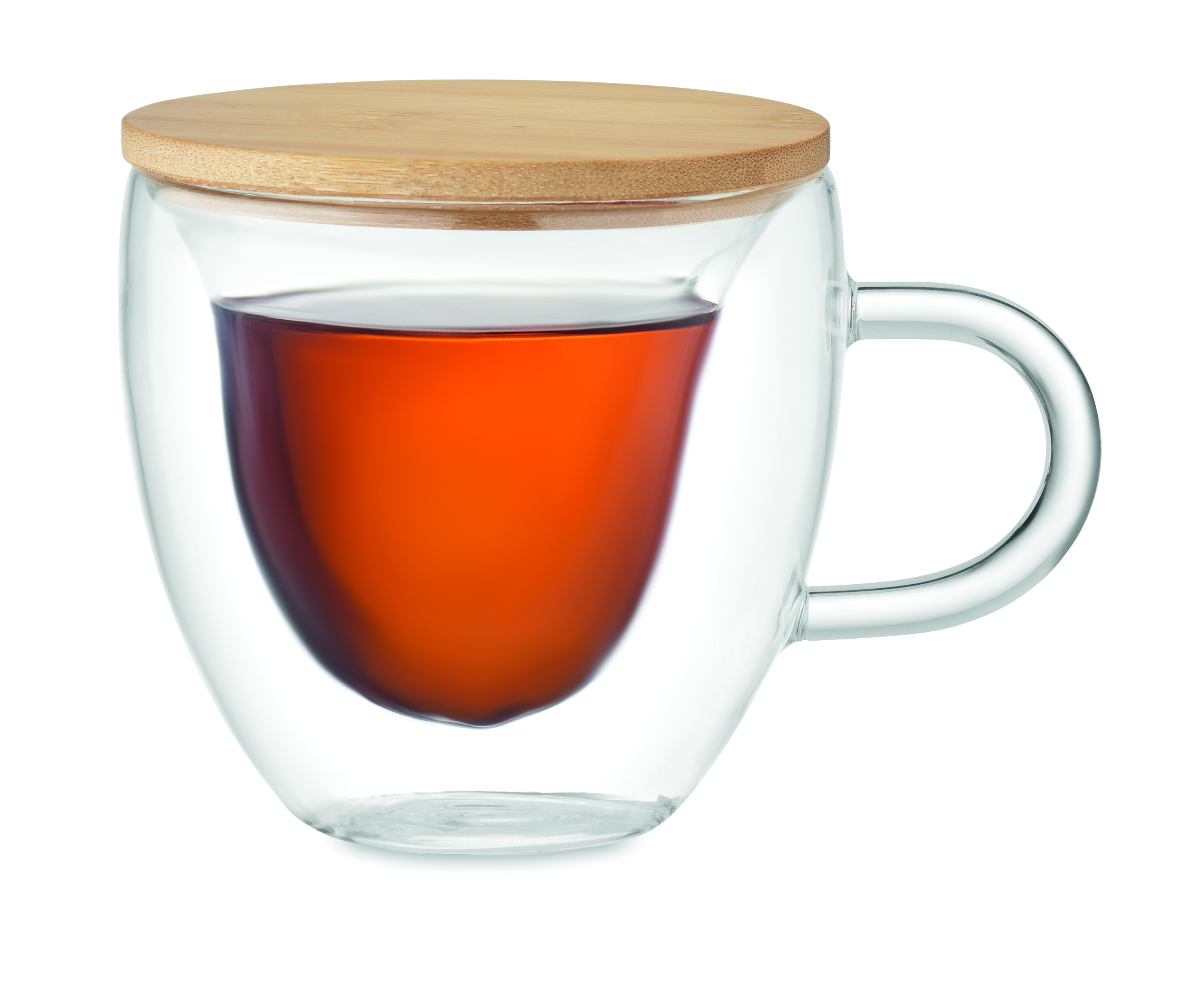 glasbecher, tee-becher, doppelwandig, holzdeckel, bernsteintee