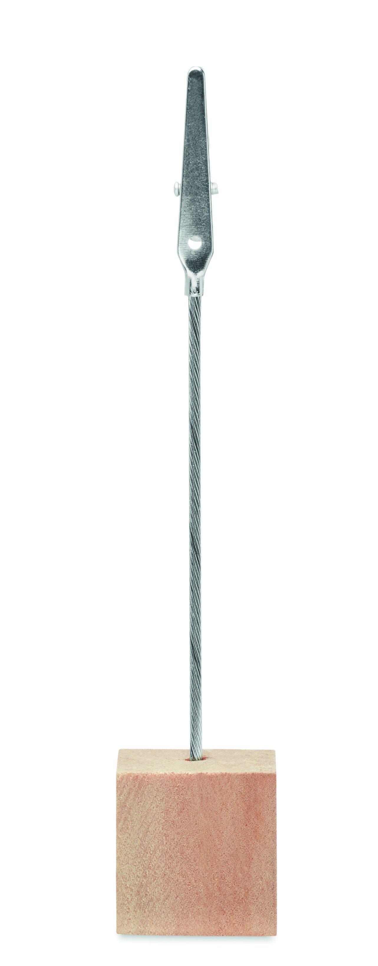 draht, Metallstange, Klemme, Holzblock, Befestigung