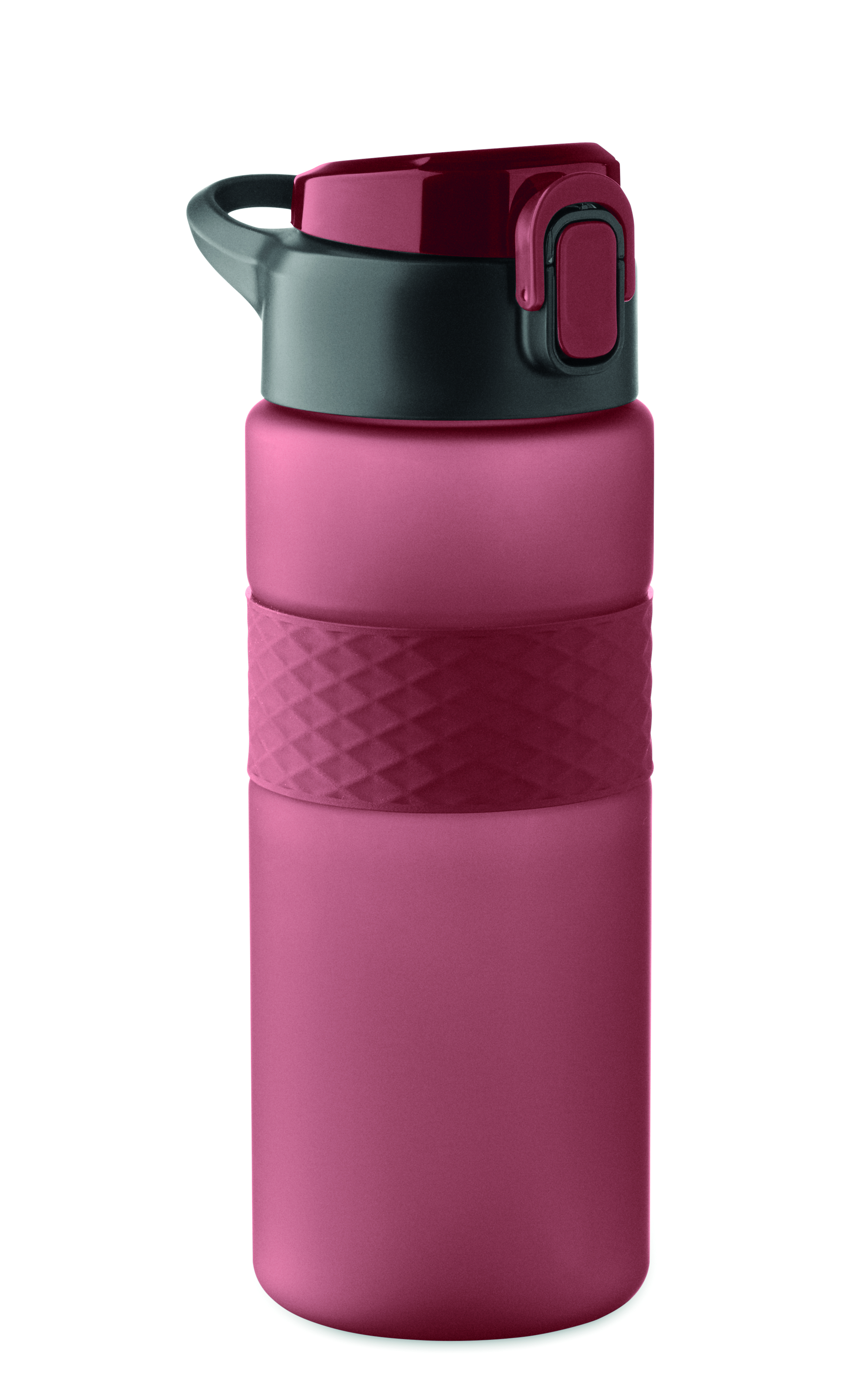 Trinkflasche, Wasserflasche, Magenta, Rutschfeste Hülle, Verschluss, Trinkflasche, Wasserflasche, Flasche, Sportflasche, Pinke Farbe, Trinkflasche, Wasserflasche, pink, Griff, Deckel