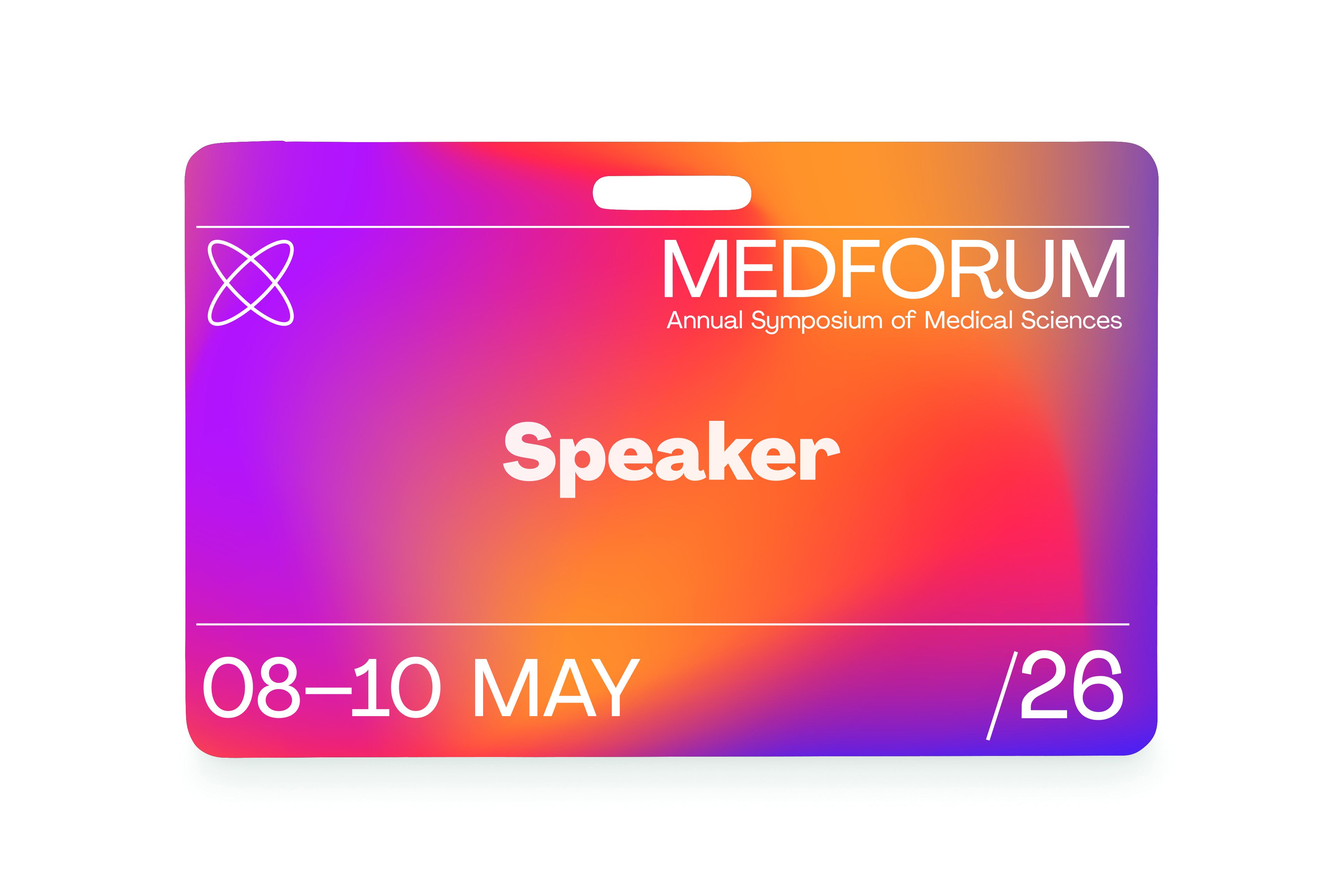 Speaker, Konferenzb Badge, Ausweisbadge, Farbverlauf, Lanyardschlaufe