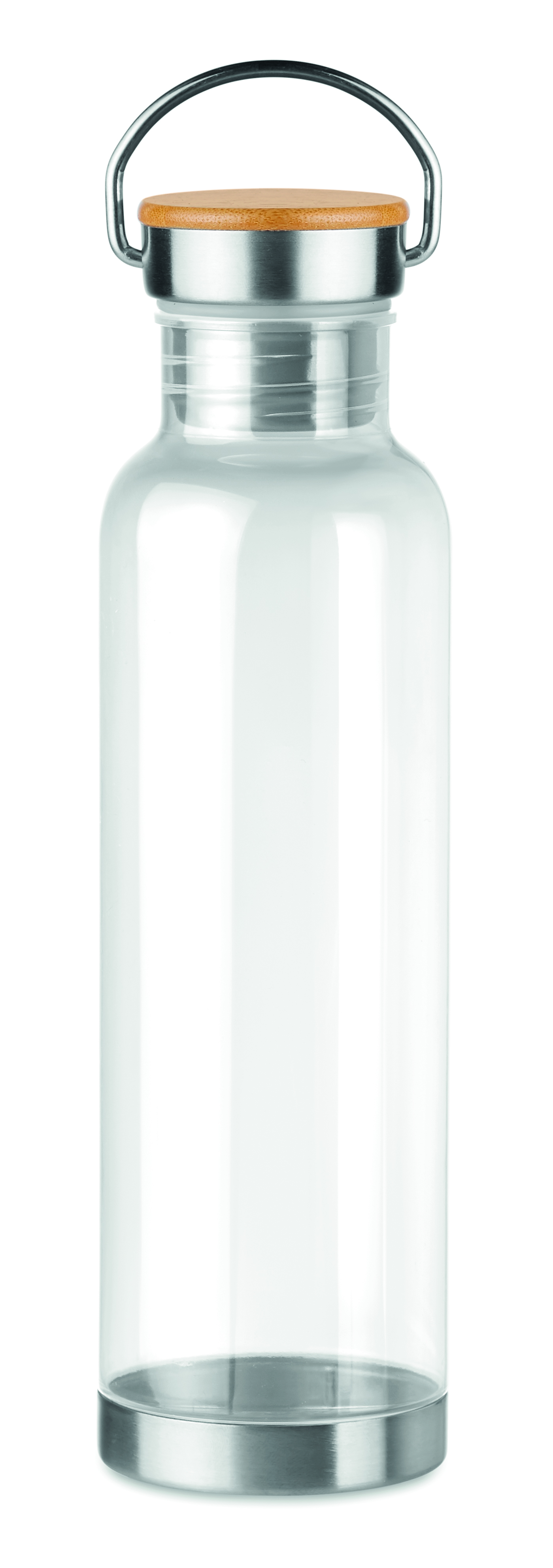 Glasflasche, Wasserflasche, Trinkflasche, Bambusdeckel, Metallverschluss