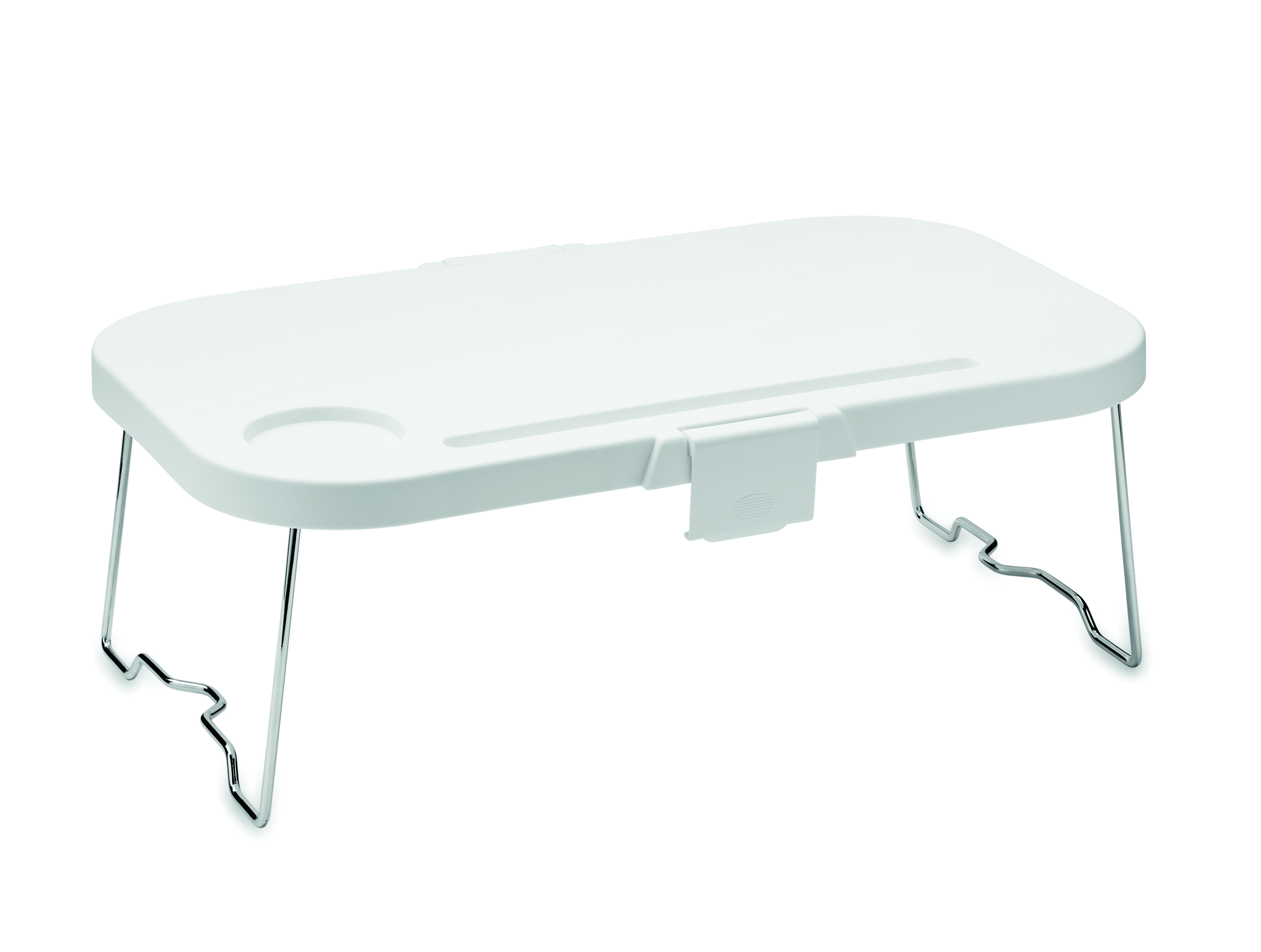 Hocker, Beistelltisch, Metallbeine, klappbar, weiße Oberfläche, Hochstuhl, Kinderhochstuhl, Plattform, Klappmechanismus, Metallbeine, Hochstuhl, Fischplatten Tray?, faltbar, weiss, Metallbeine